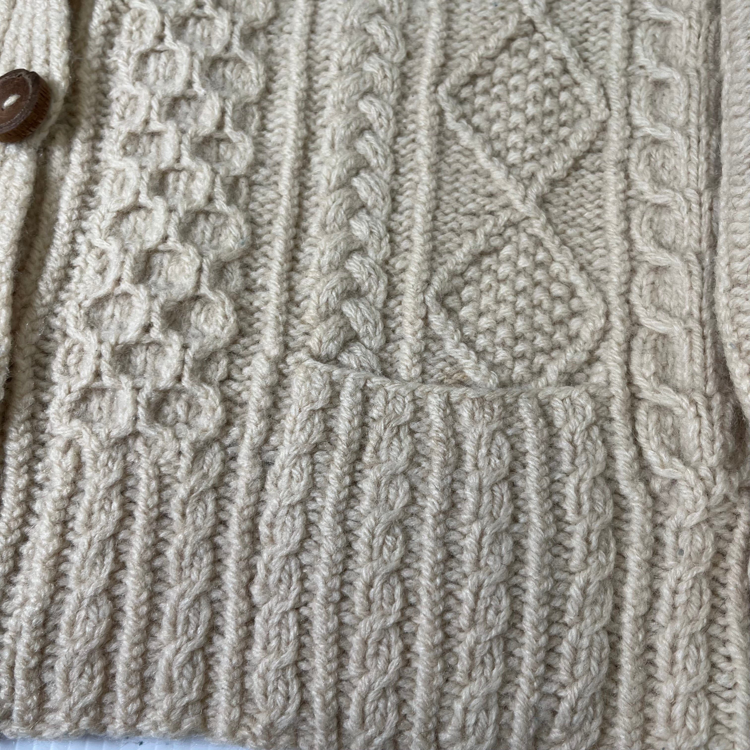 Vintage Loch Garman Ivory Cable Knit Cardigan Sweater M