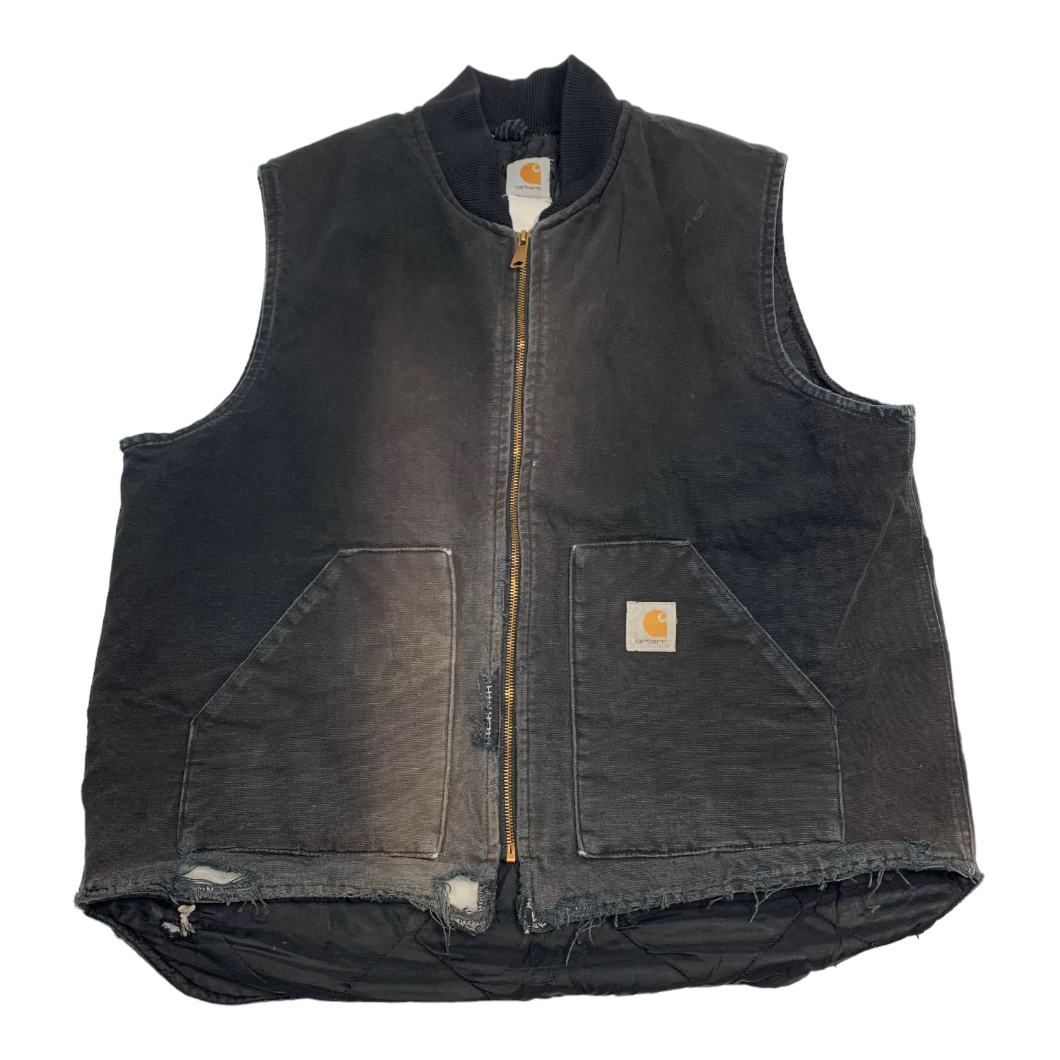 Carhartt Distressed Black Denim Vest XXL