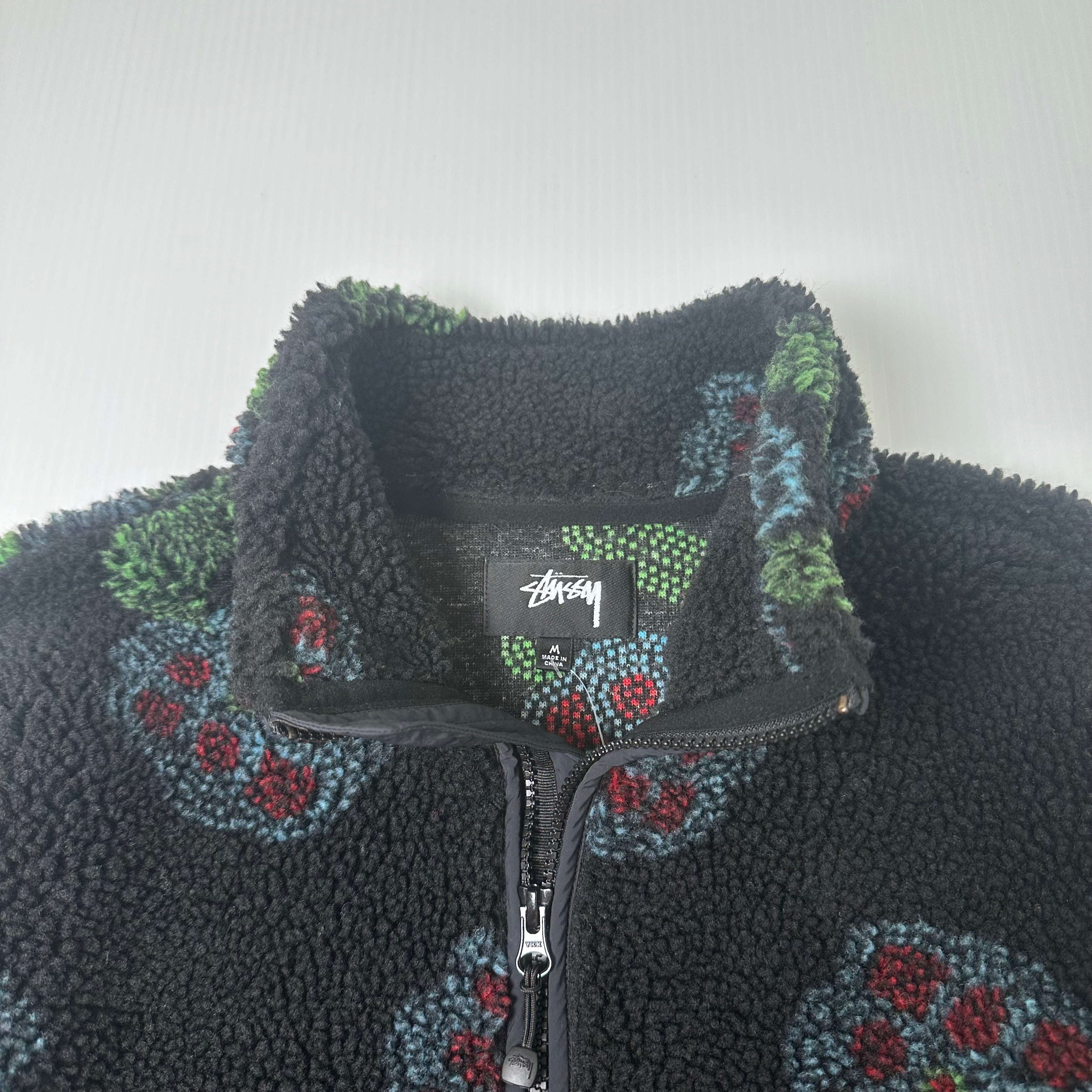 Stussy Flor Sherpa Fleece Zip Jacket M