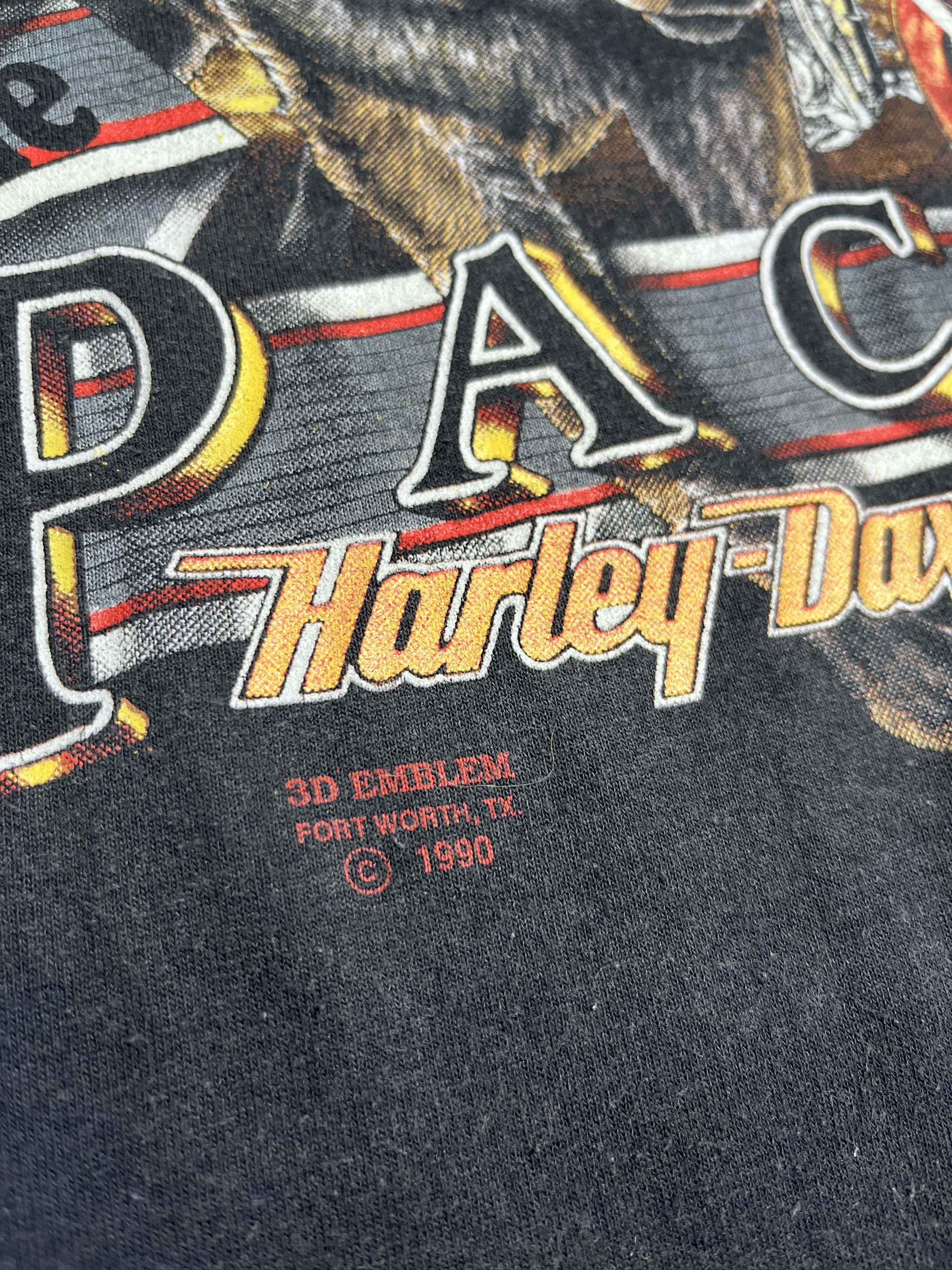 1990 Harley Davidson 3D Emblem Leader of the Pack Tee L