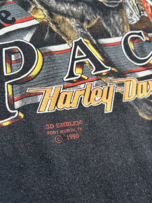 1990 Harley Davidson 3D Emblem Leader of the Pack Tee L