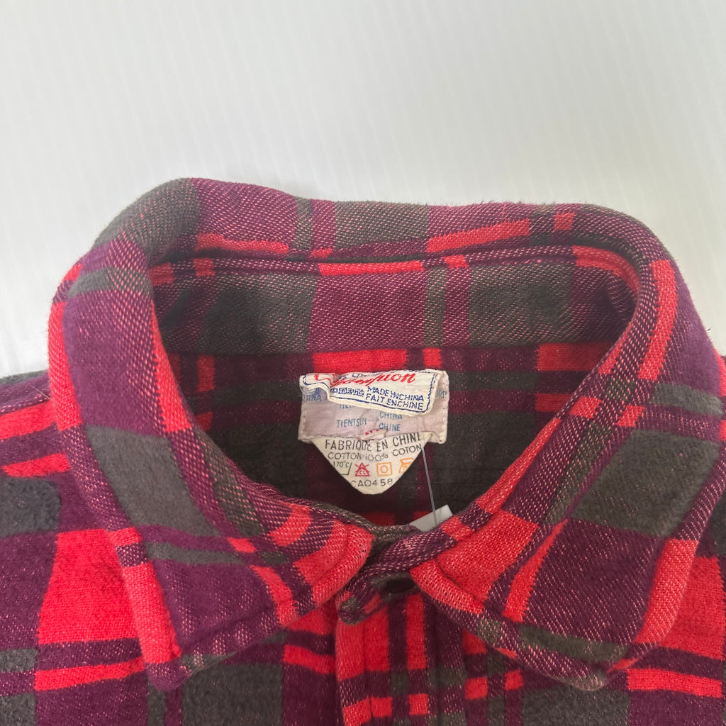 Vintage Champion Mackinaw Plaid Flannel Shirt L