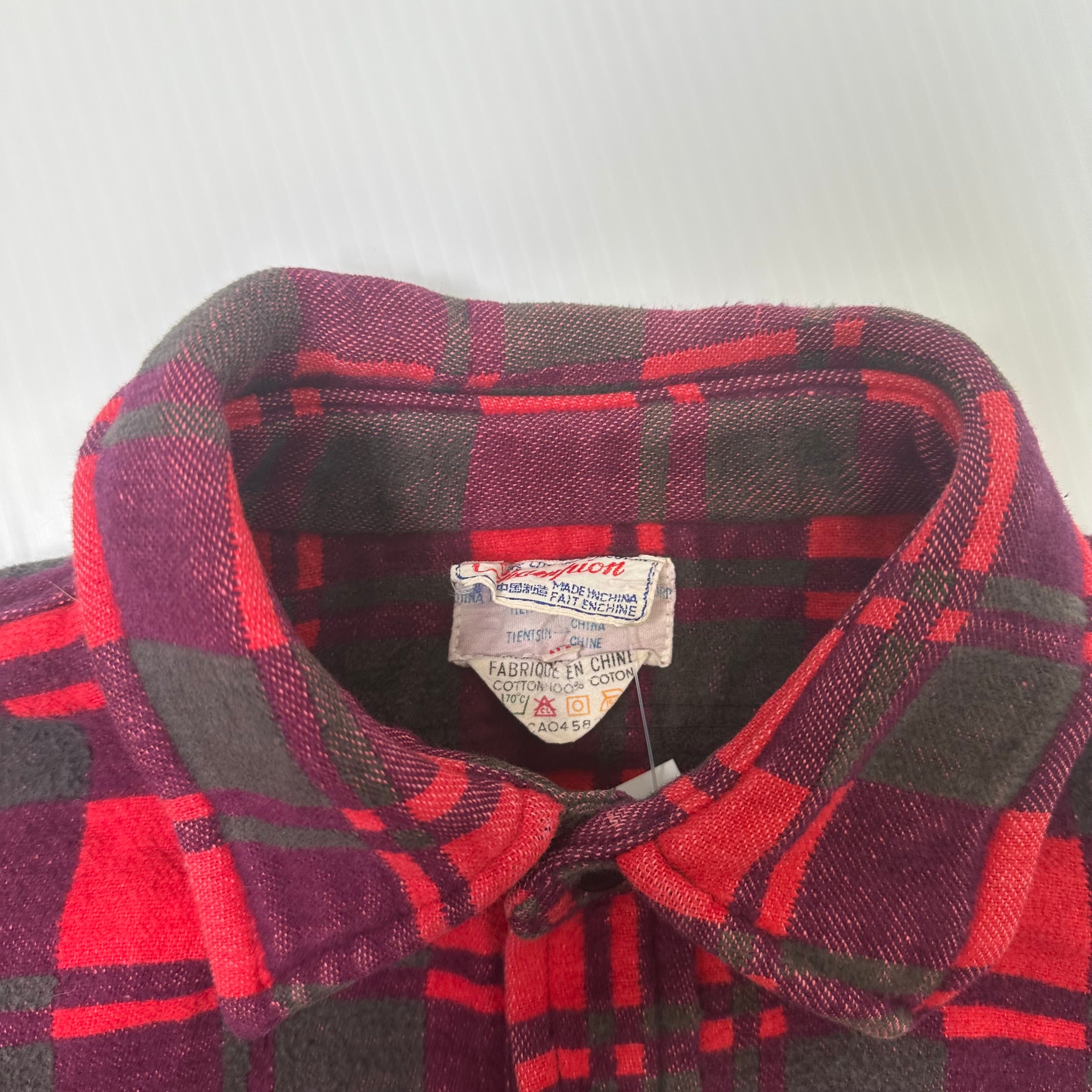 Vintage Champion Mackinaw Plaid Flannel Shirt L