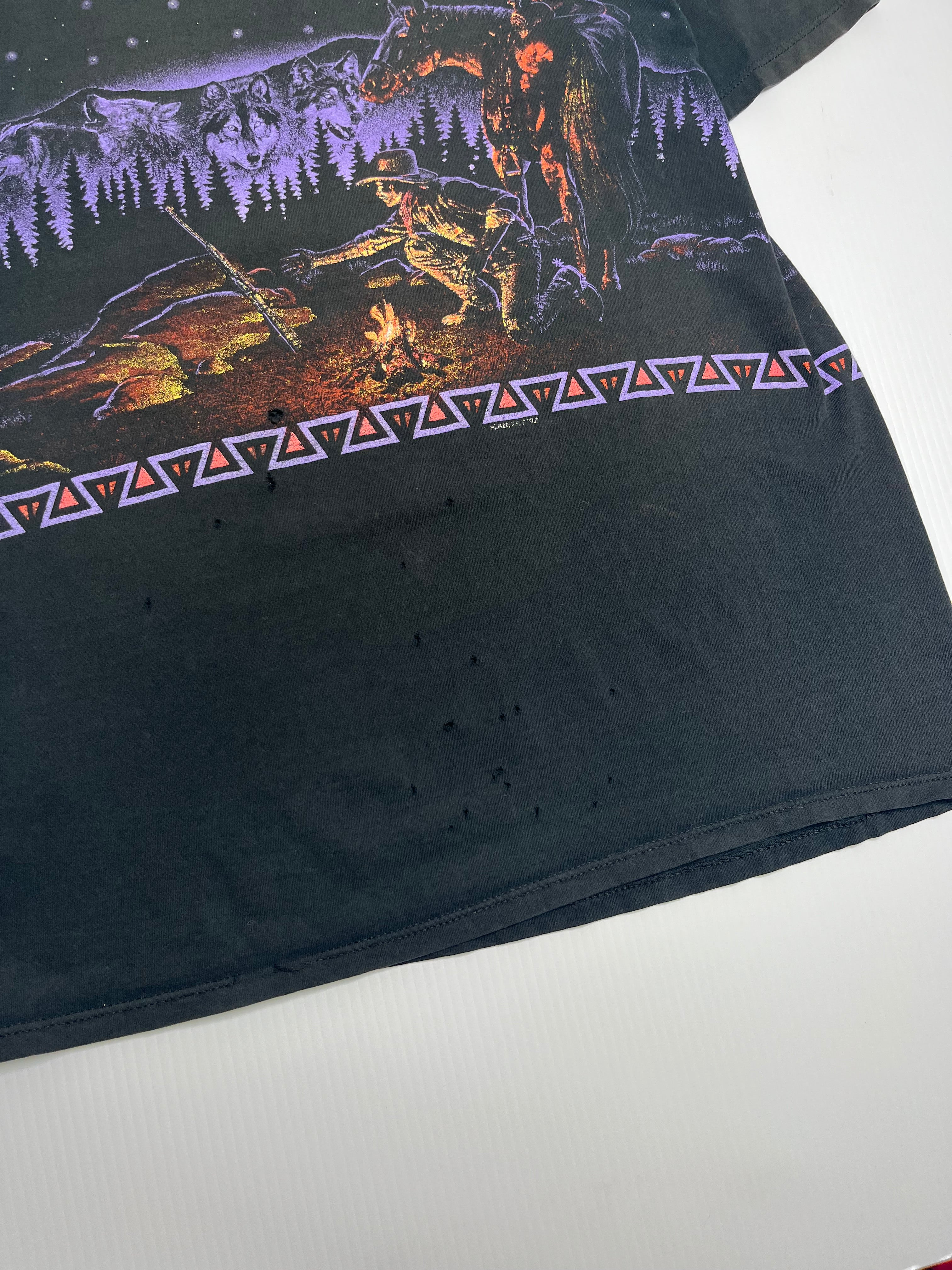 Vintage Campfire Cowboy Graphic Tee L