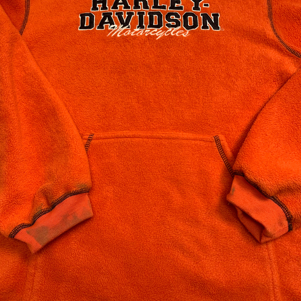 Harley Davidson Orange Fleece Hoodie L