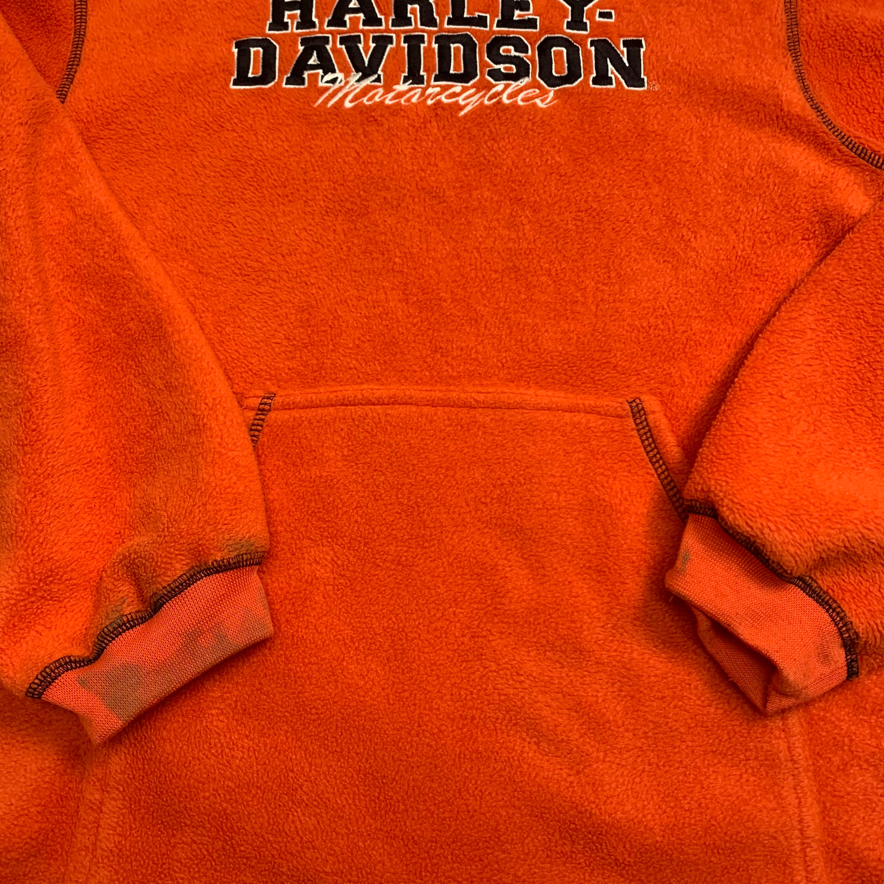 Harley Davidson Orange Fleece Hoodie L