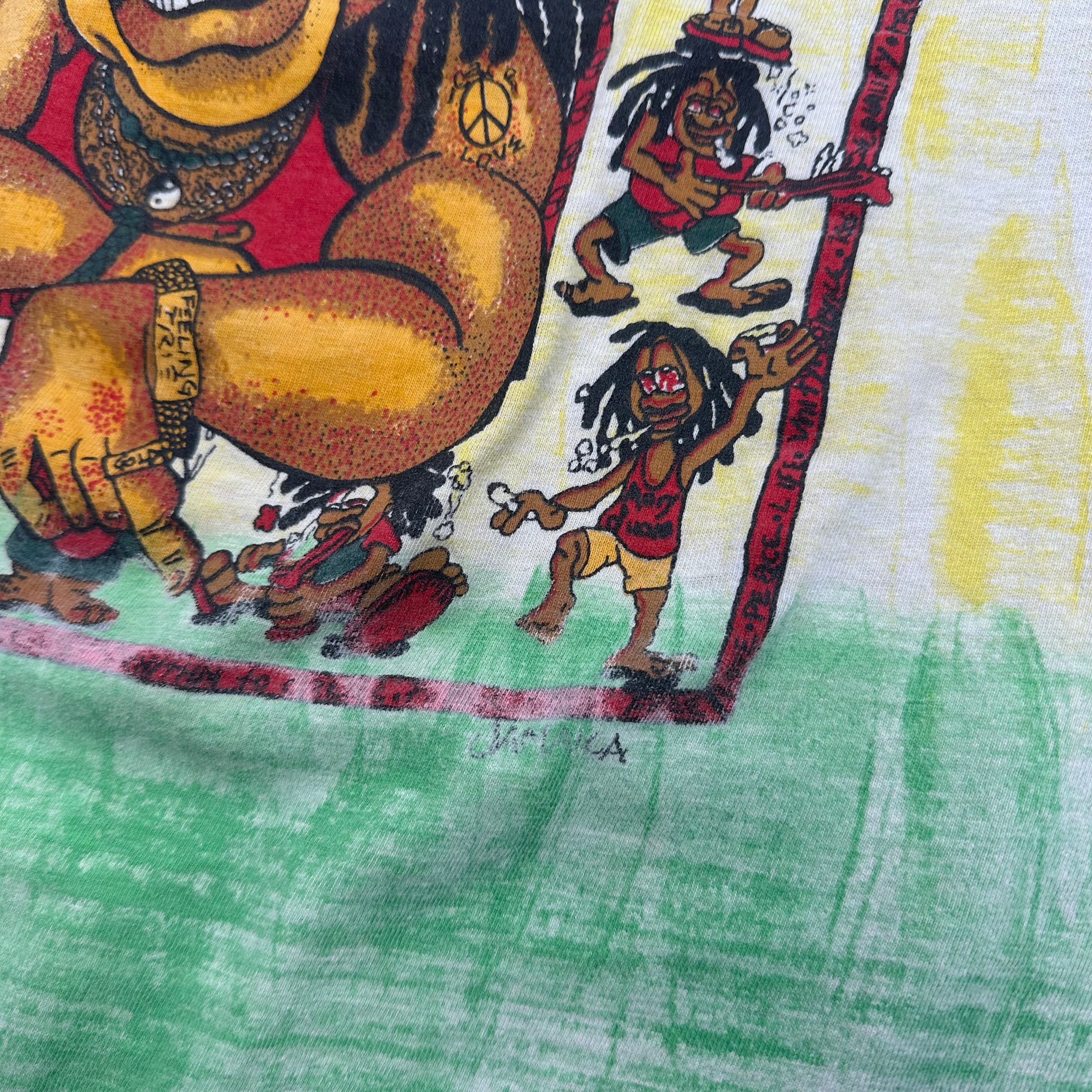 90s Cannabis Jamaica AOP Rasta Graphic Tee M