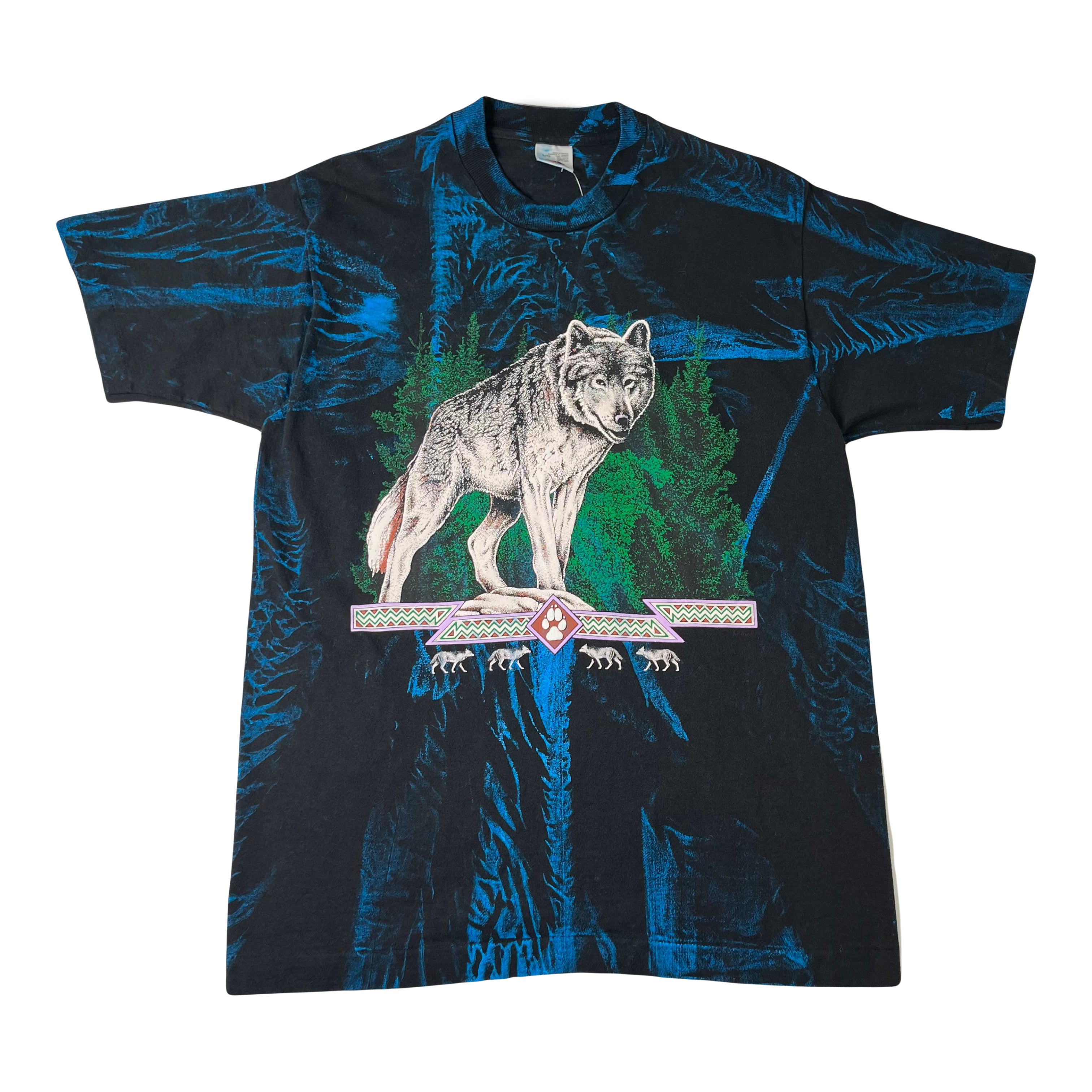 Vintage Wolf Graphic AOP Tee L