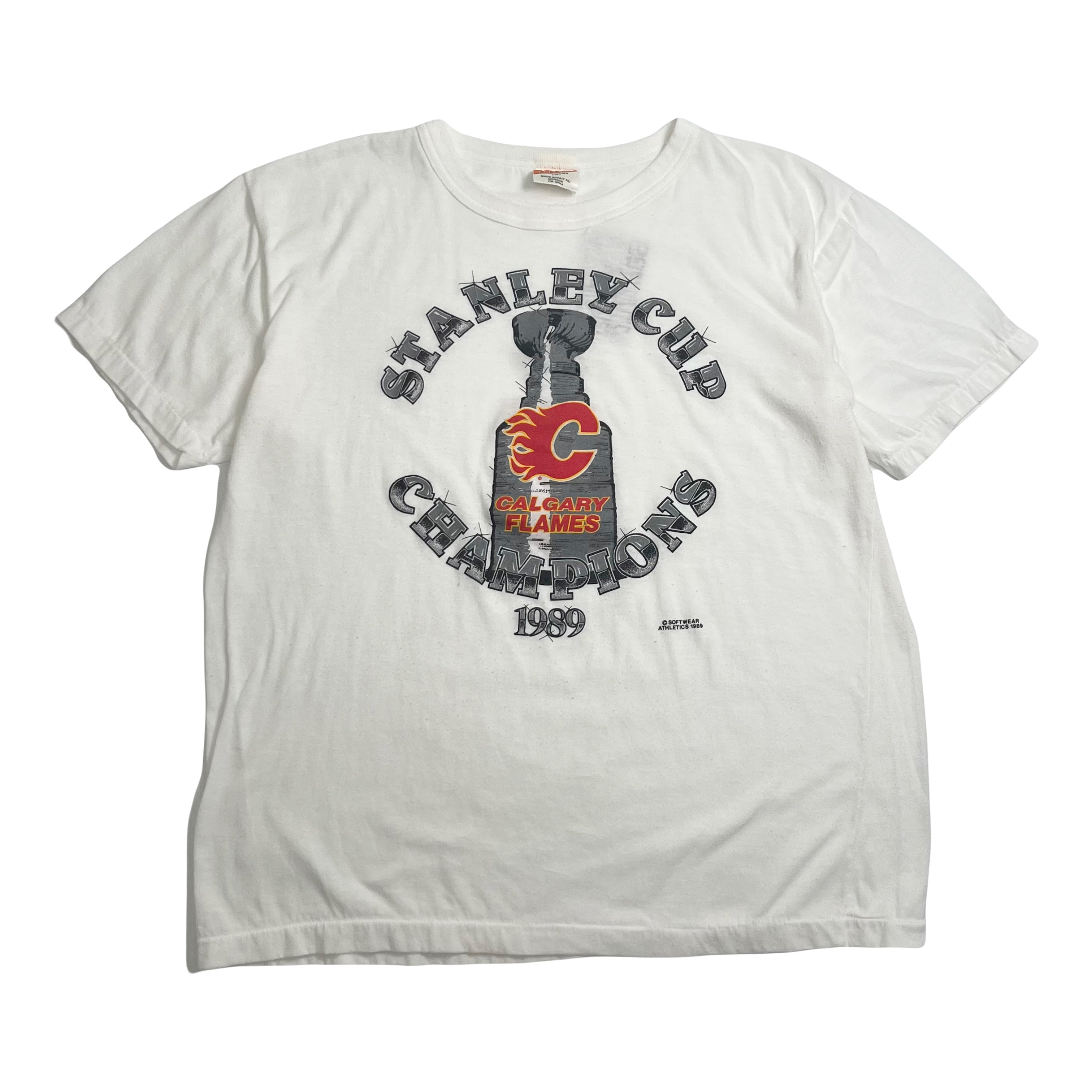 1989 Calgary Flames Stanley Cup Champions NHL Tee L