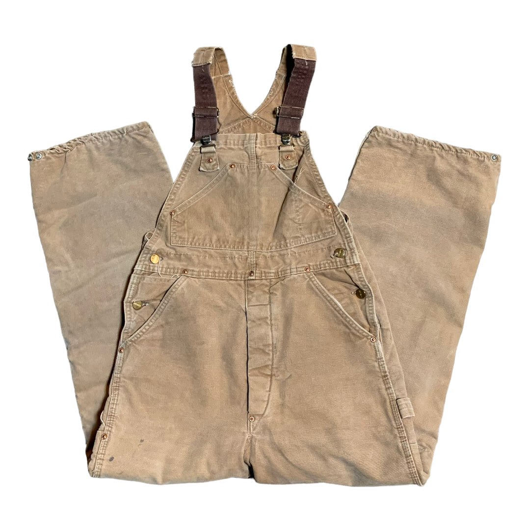 Vintage Faded Brown Carhartt Quilted Overalls 31x29