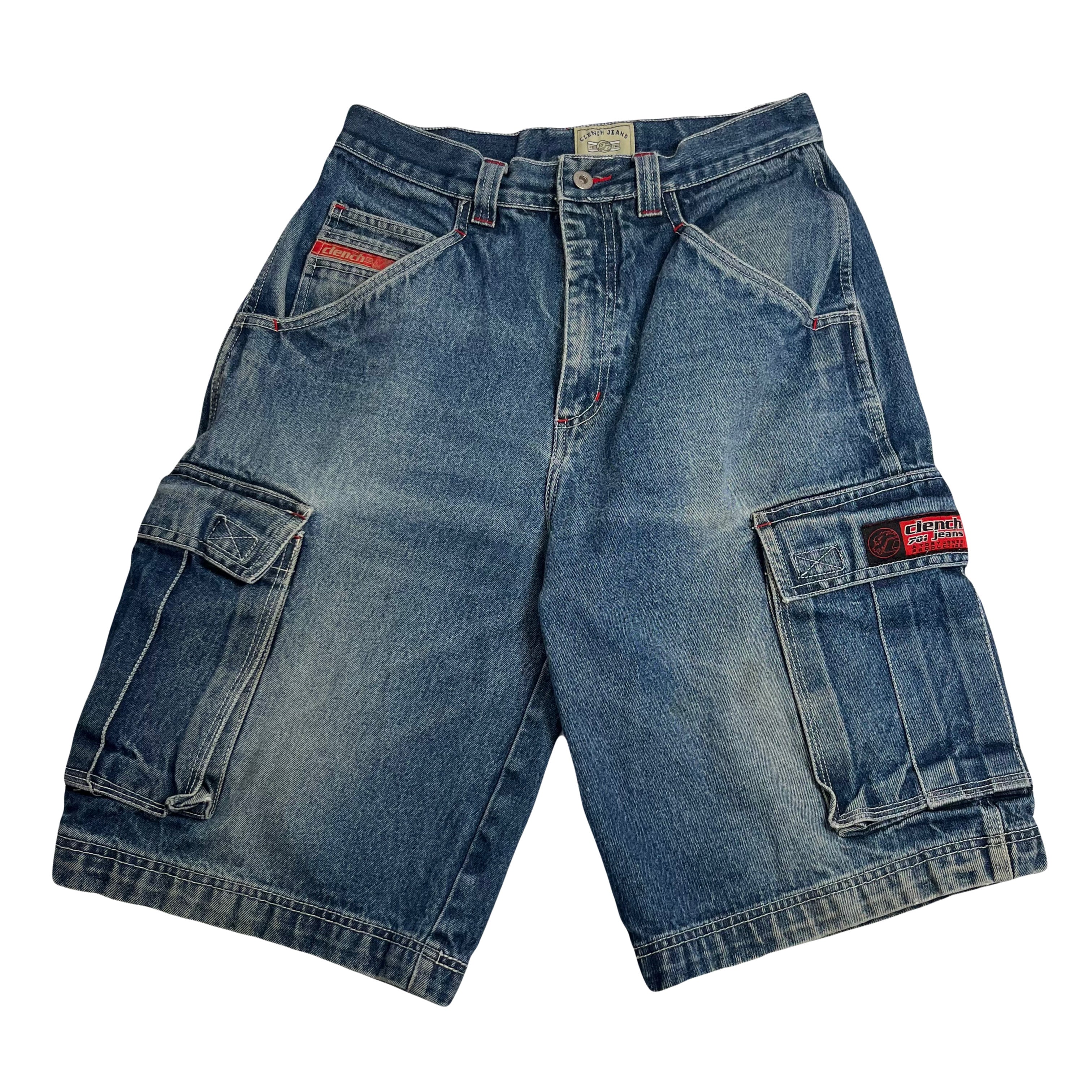 Clench Jeans Baggy Cargo Denim Shorts 32