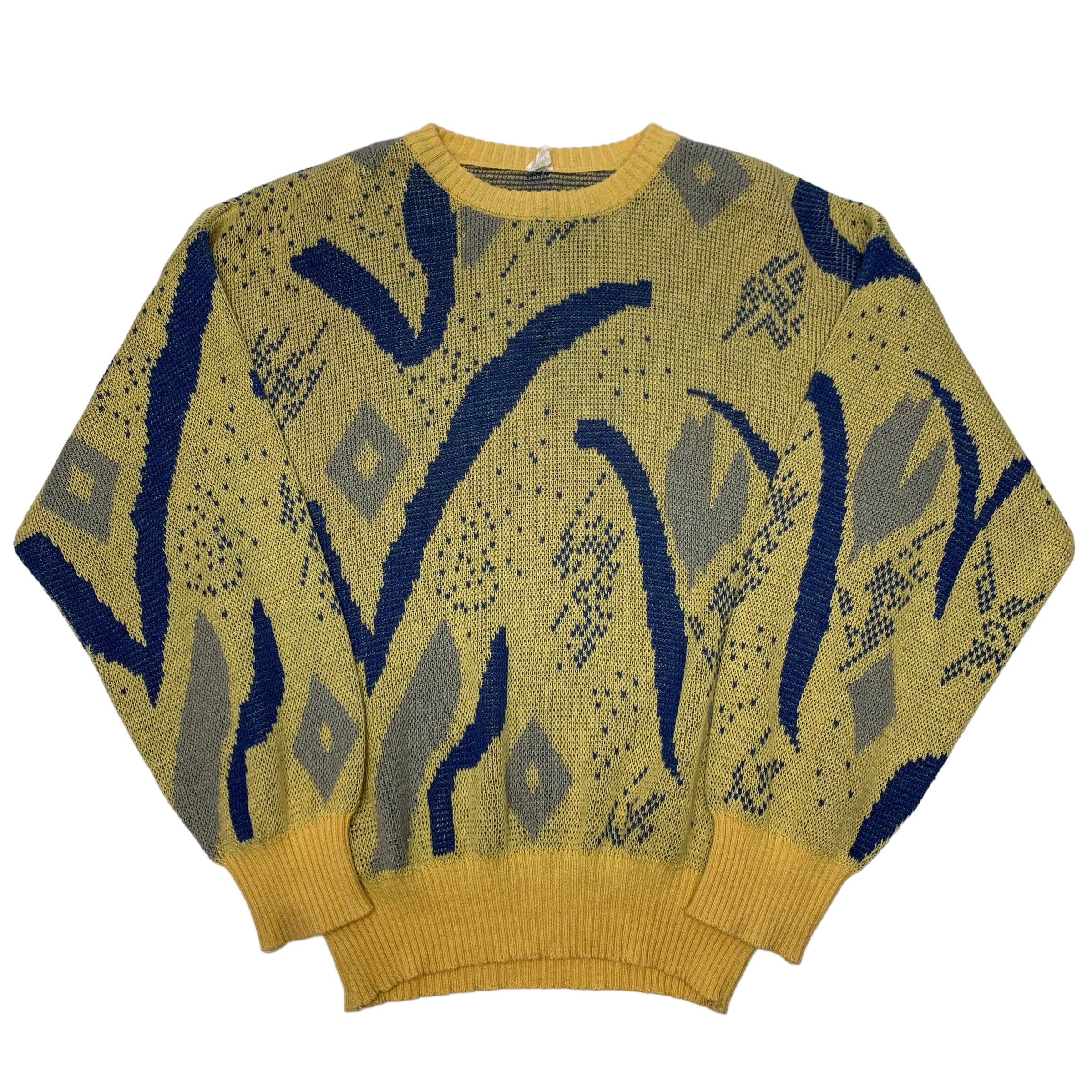 Vintage Yellow And Blue Knit Sweater L