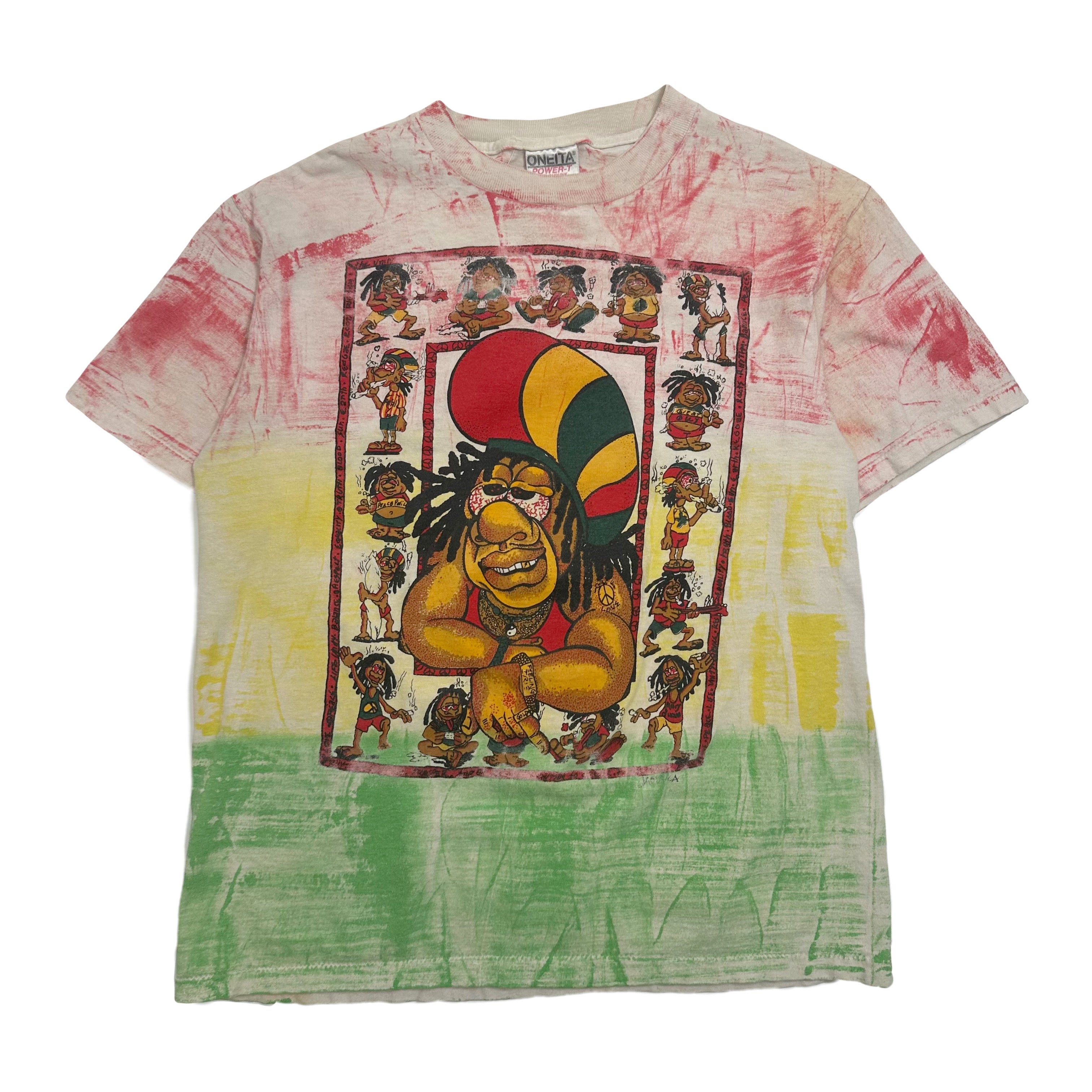90s Cannabis Jamaica AOP Rasta Graphic Tee M