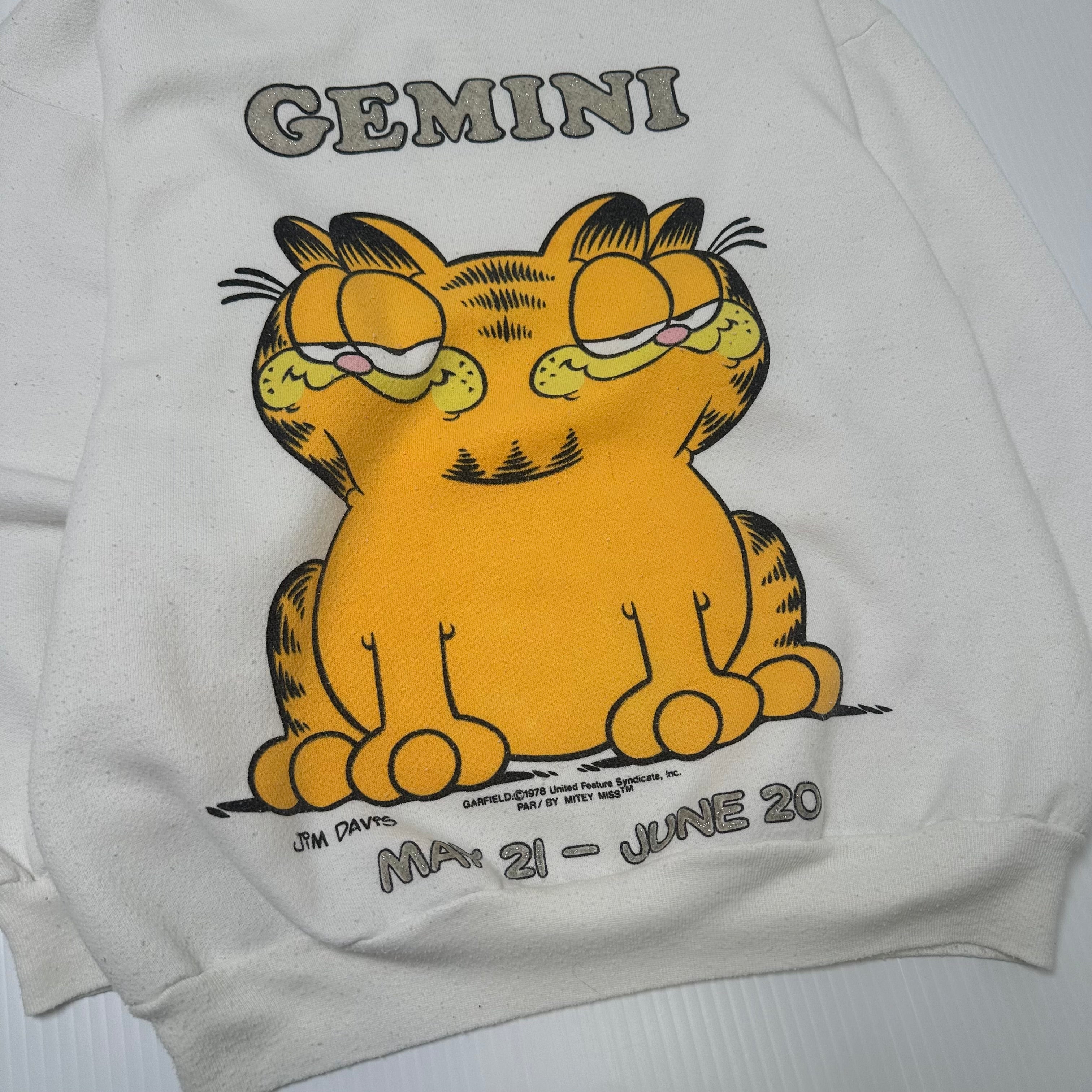 Vintage Garfield Gemini Star Sign Graphic Crewneck XS