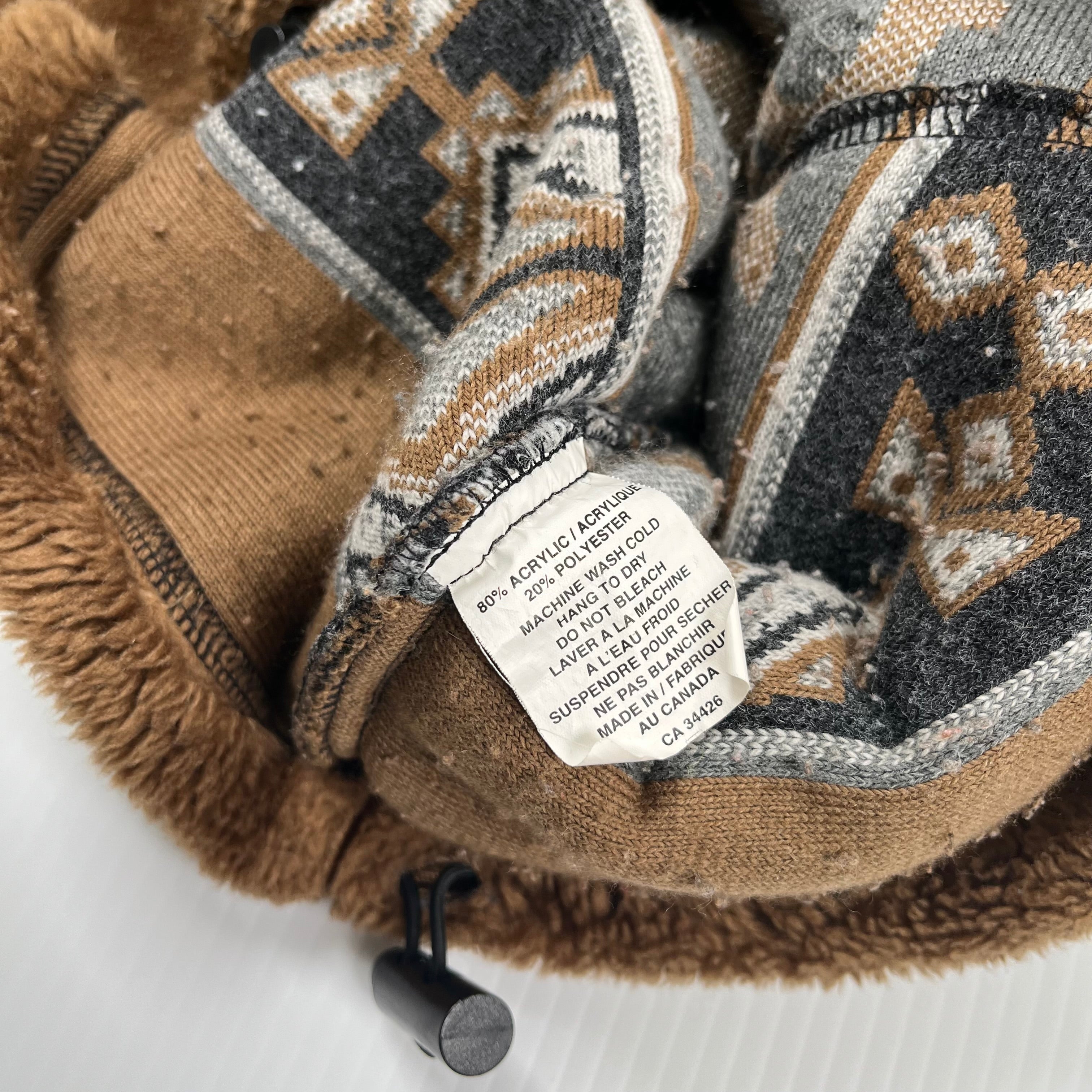 Vintage Coastlines Fleece Pattern Zip Jacket L