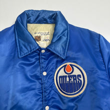 Load image into Gallery viewer, Vintage NHL Edmonton Oilers Satin Bomber Jacket L
