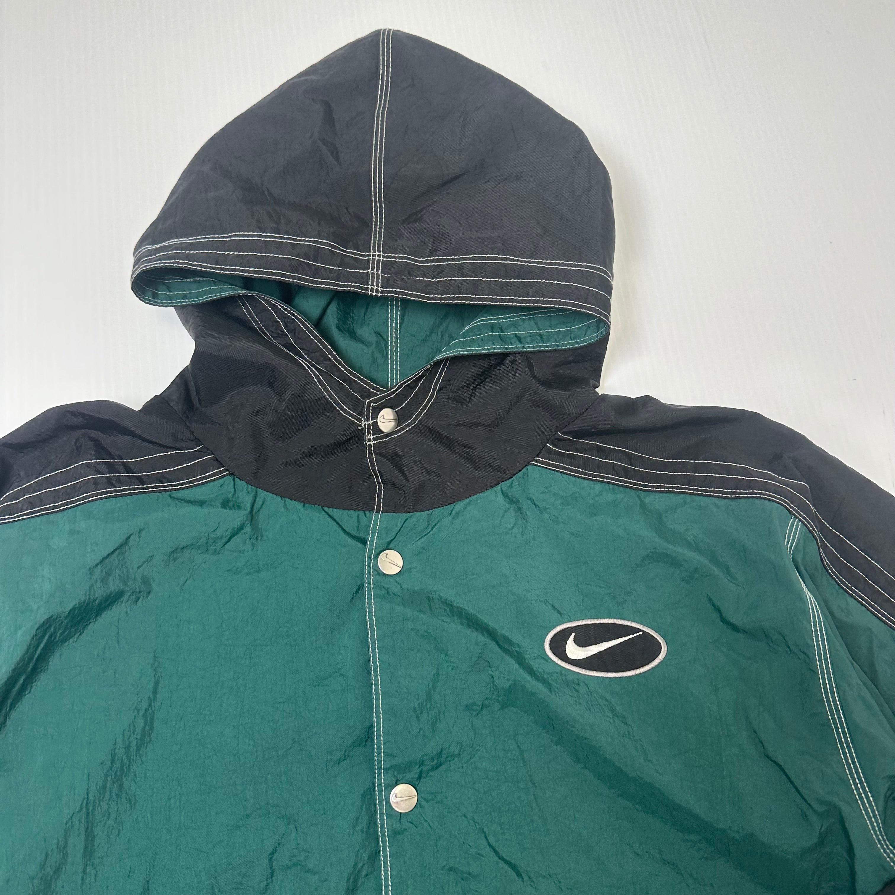 Vintage Nike Big Swoosh Button Up Windbreaker Jacket L