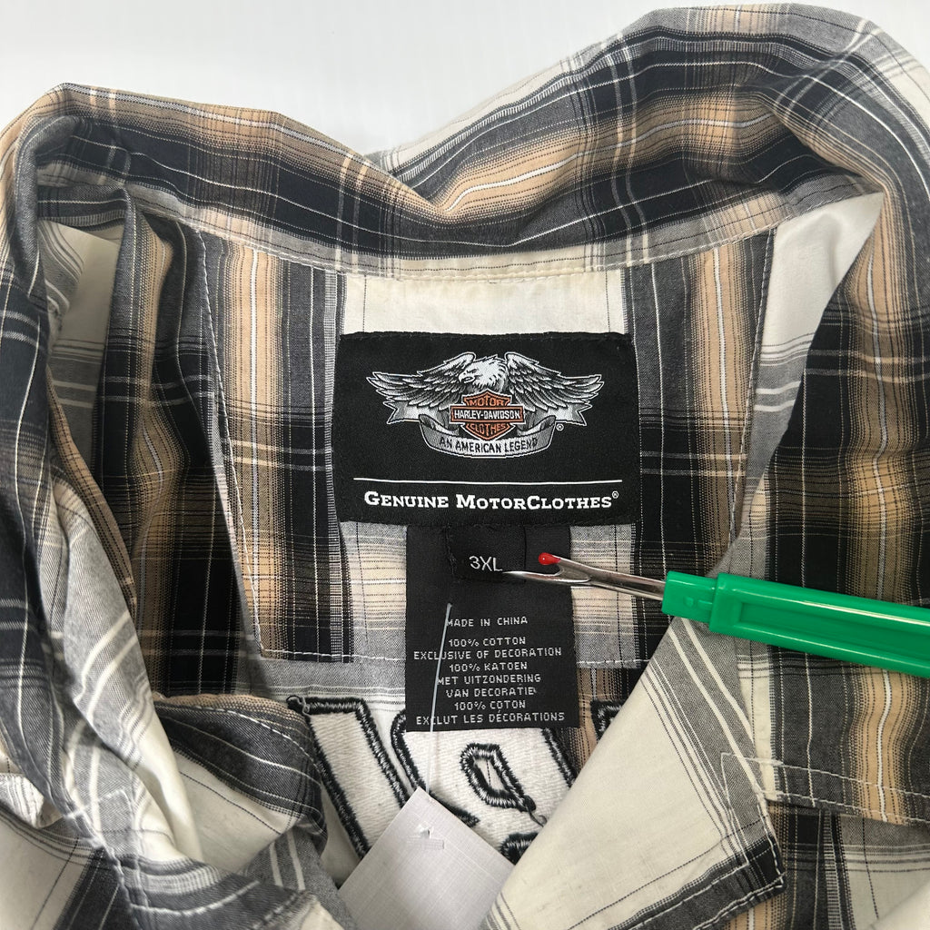 Harley Davidson Motors Plaid Short Sleeve Button Up 3XL