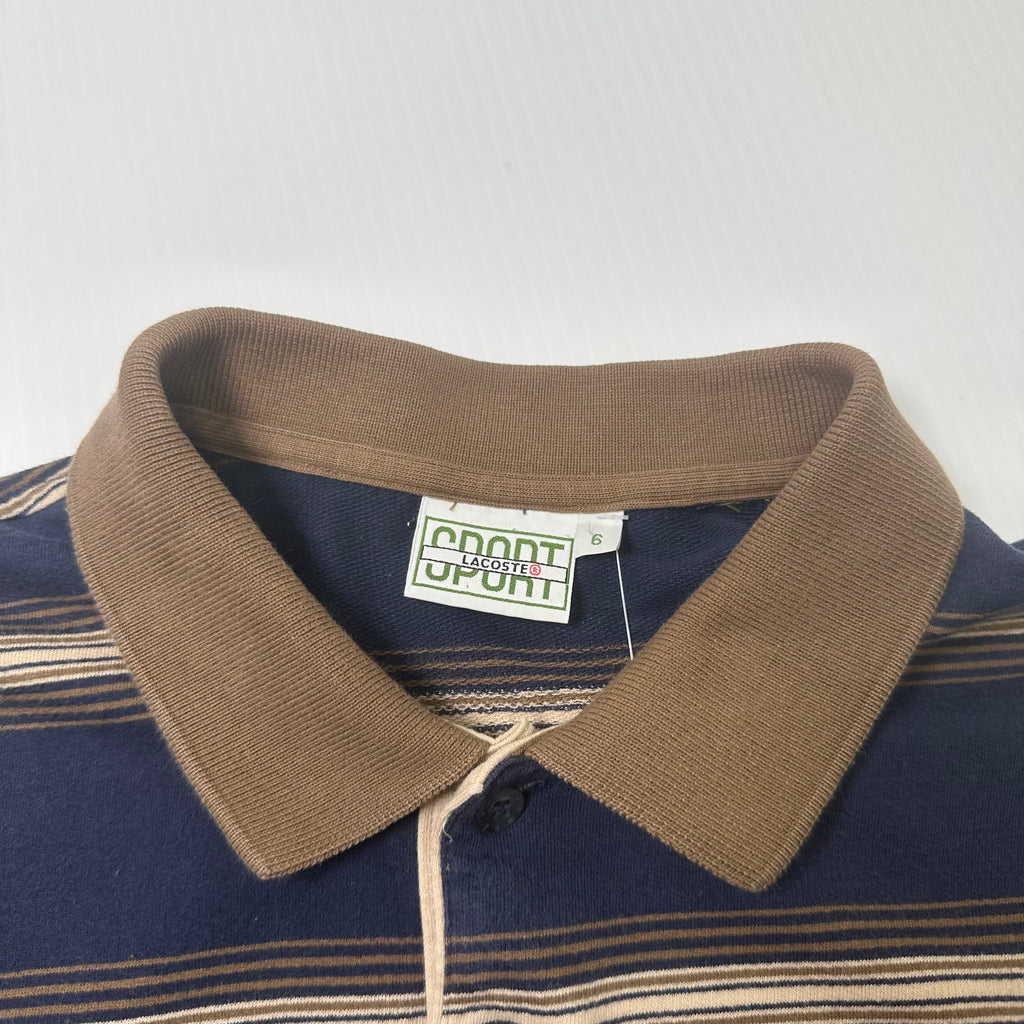 Vintage Lacoste Sport Striped Polo Shirt L