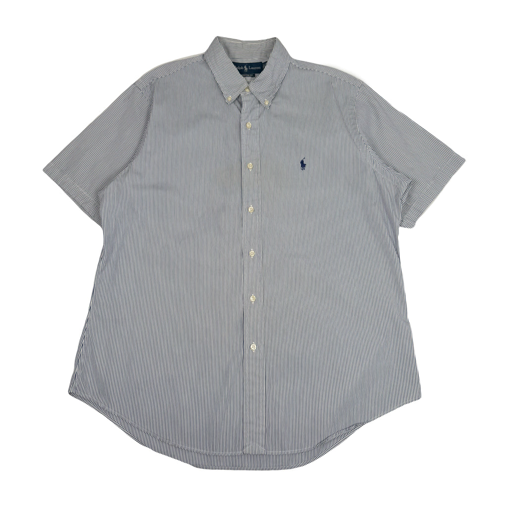 Vintage Ralph Lauren Pinstripe Short Sleeve Button Up Shirt XL