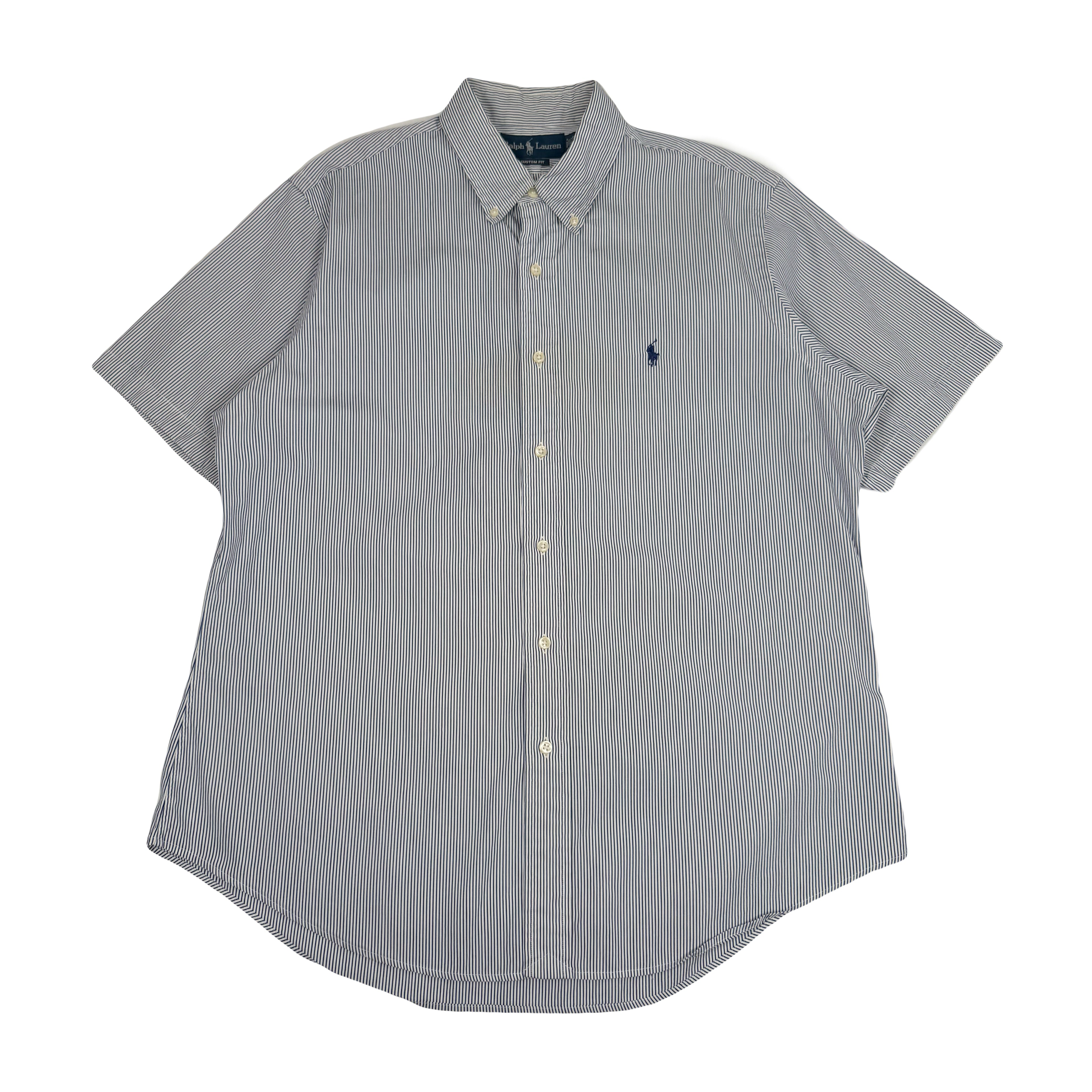 Vintage Ralph Lauren Pinstripe Short Sleeve Button Up Shirt XL