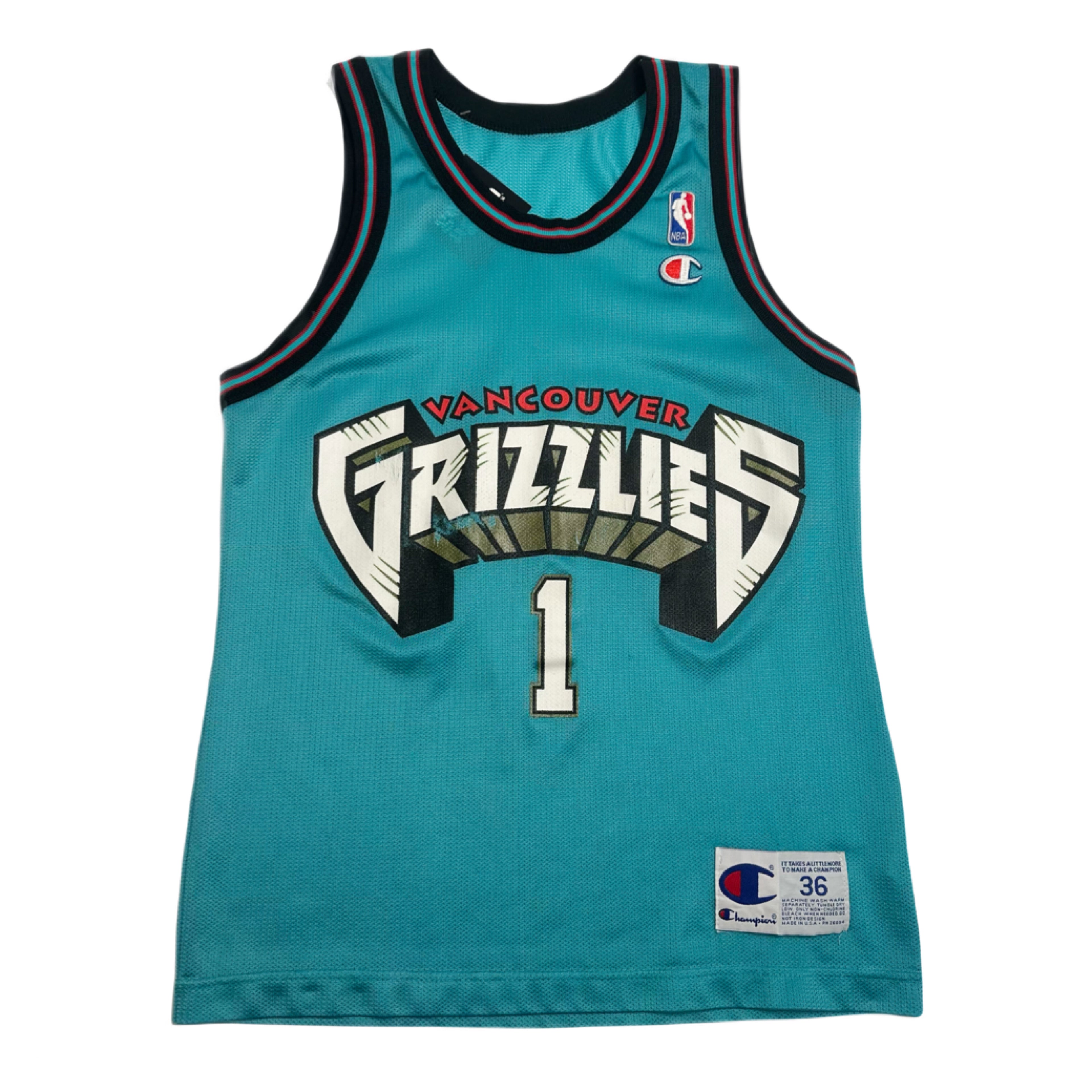90s Champion Vancouver Grizzlies #1 Jersey Youth L