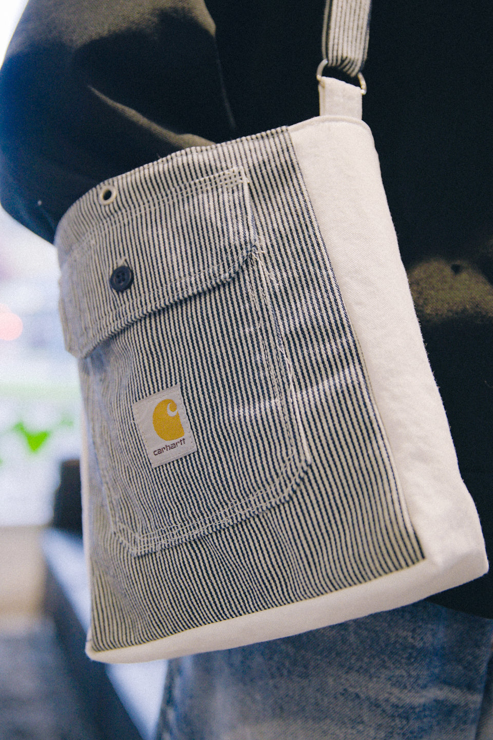 Rework Carhartt Pinstripe Adjustable Cross Body Bag