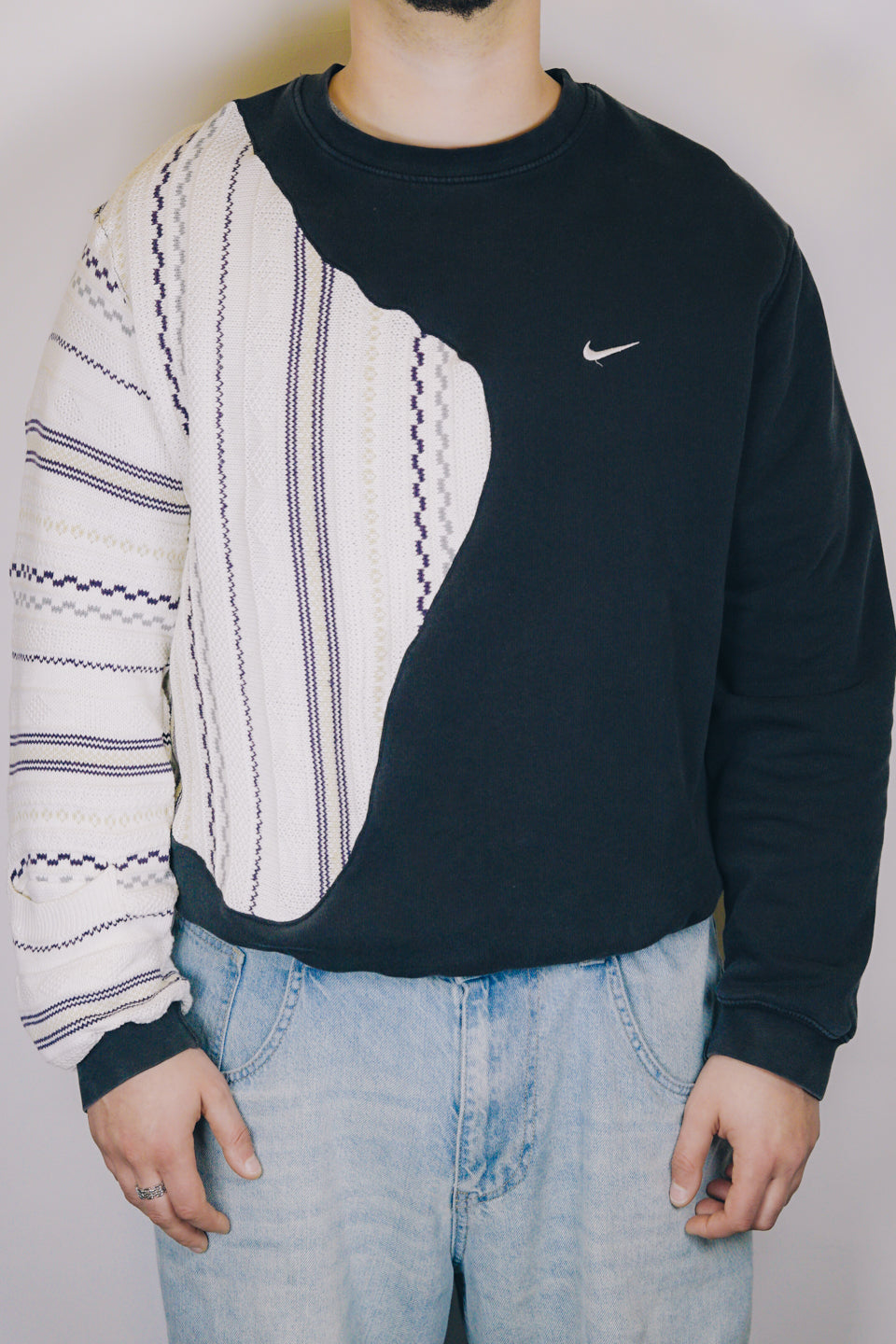 Rework Nike Mini Swoosh Knit Mashup Crewneck M