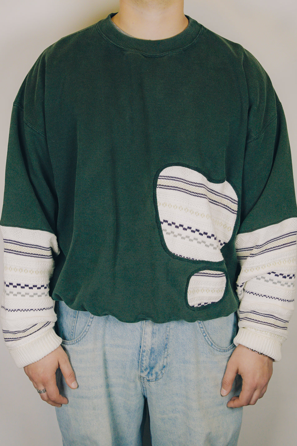 Rework Vintage Sweatshirt Knit Mashup Cropped XXL