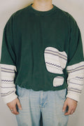 Rework Vintage Sweatshirt Knit Mashup Cropped XXL