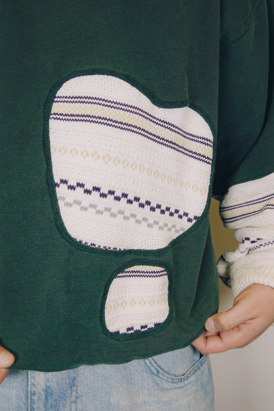 Rework Vintage Sweatshirt Knit Mashup Cropped XXL