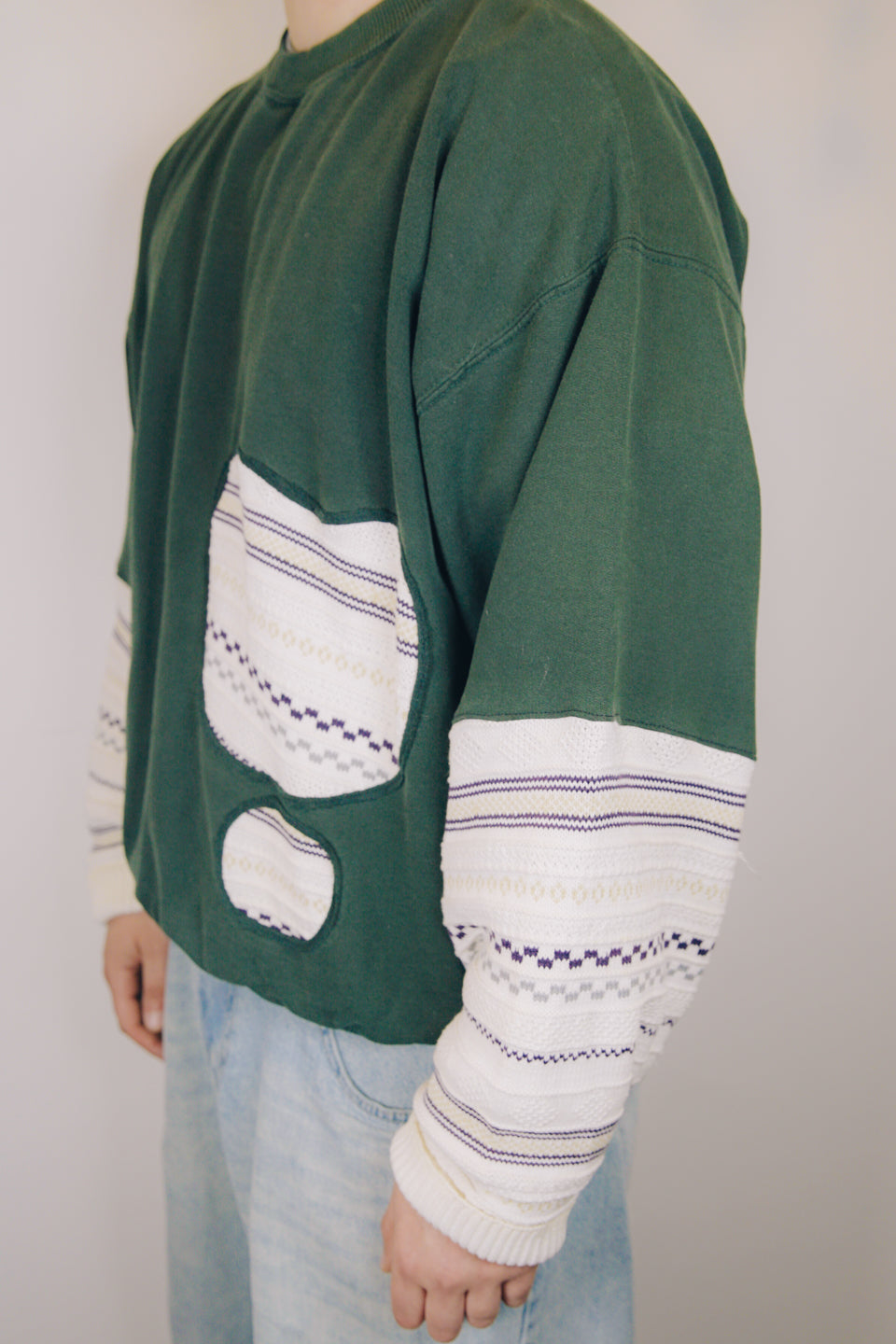 Rework Vintage Sweatshirt Knit Mashup Cropped XXL