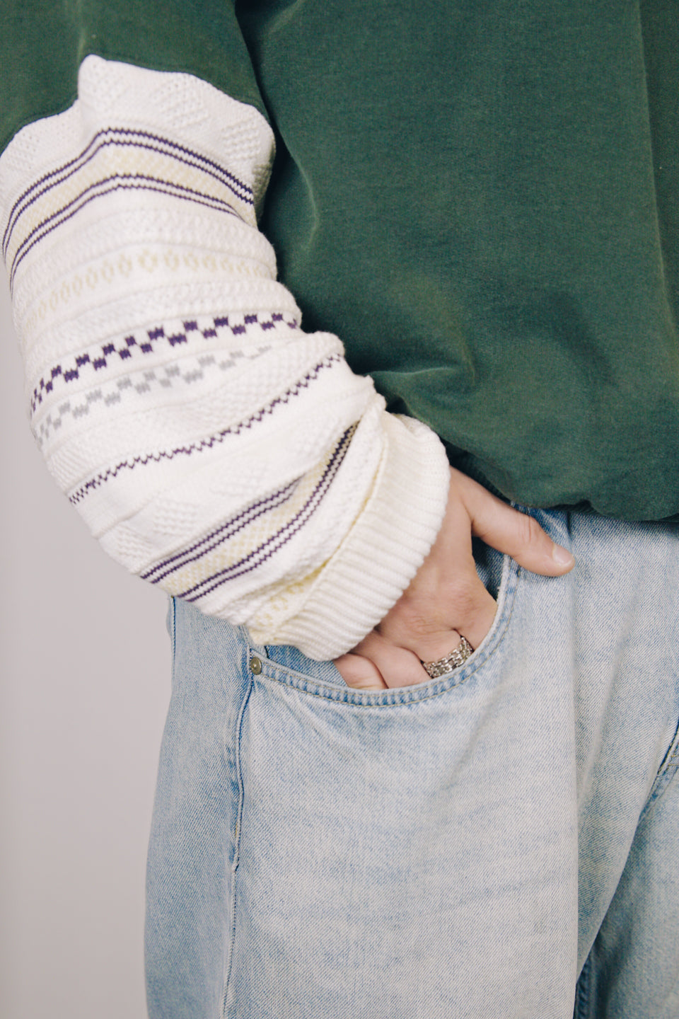 Rework Vintage Sweatshirt Knit Mashup Cropped XXL