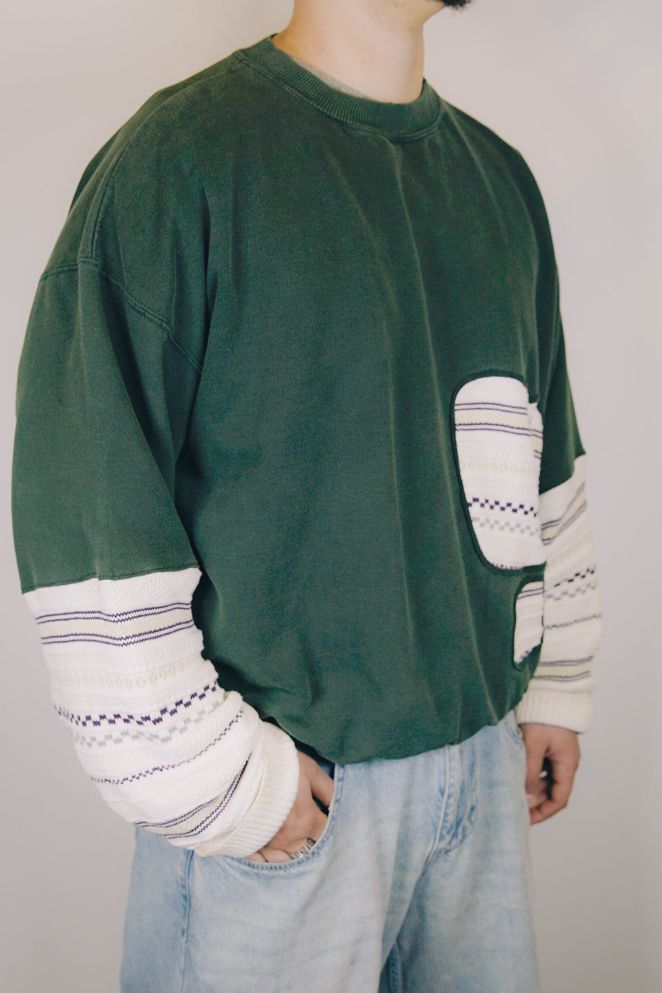 Rework Vintage Sweatshirt Knit Mashup Cropped XXL