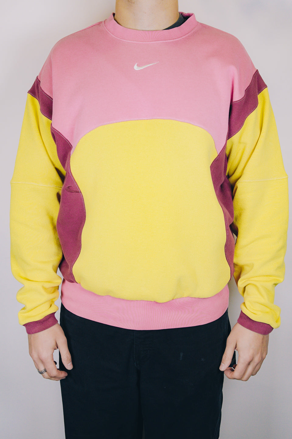 Rework Nike Sweatshirt Tri Colour Mashup Crewneck L