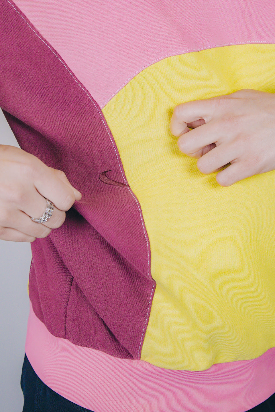 Rework Nike Sweatshirt Tri Colour Mashup Crewneck L