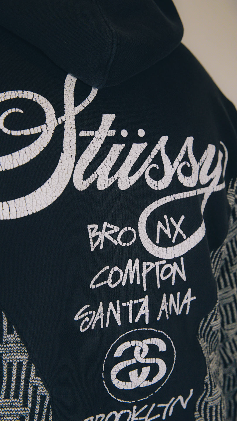 Rework Stussy Cities Knit Mashup Hoodie L