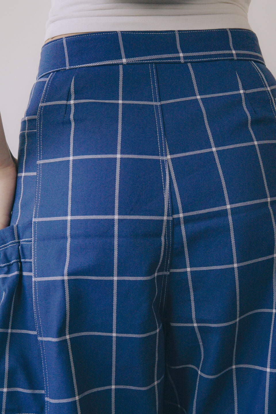 Rework Plaid Pouch Pocket Flared Cargo Pants