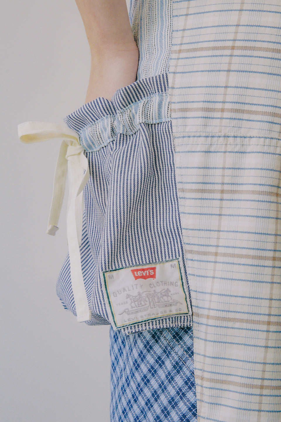 Rework Vintage Patchwork Flannel Pouch Pocket Flared Cargo Pants