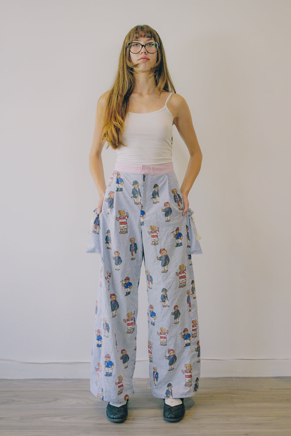 Rework Polo Bear Pouch Pocket Flared Cargo Pants