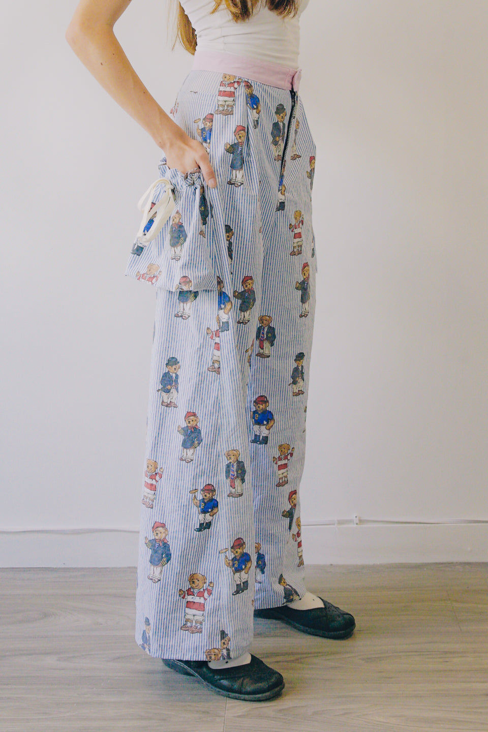 Rework Polo Bear Pouch Pocket Flared Cargo Pants