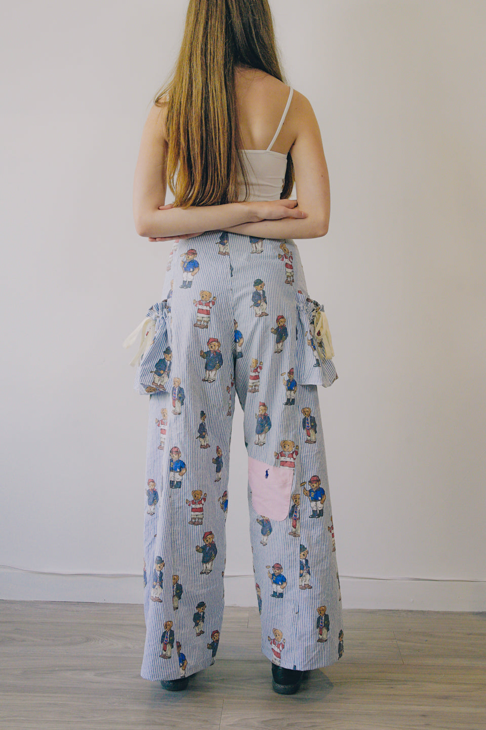 Rework Polo Bear Pouch Pocket Flared Cargo Pants