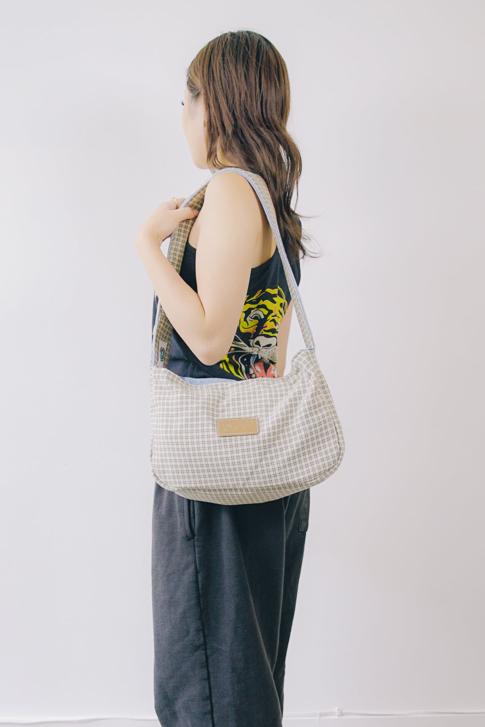 Rework Vintage Wrangler Plaid Flannel Shoulder Bag
