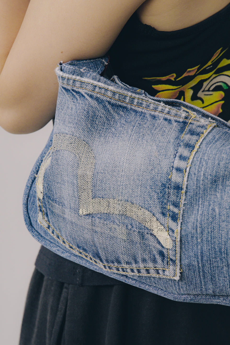 Rework Evisu Denim Tie Strap Mini Shoulder Bag