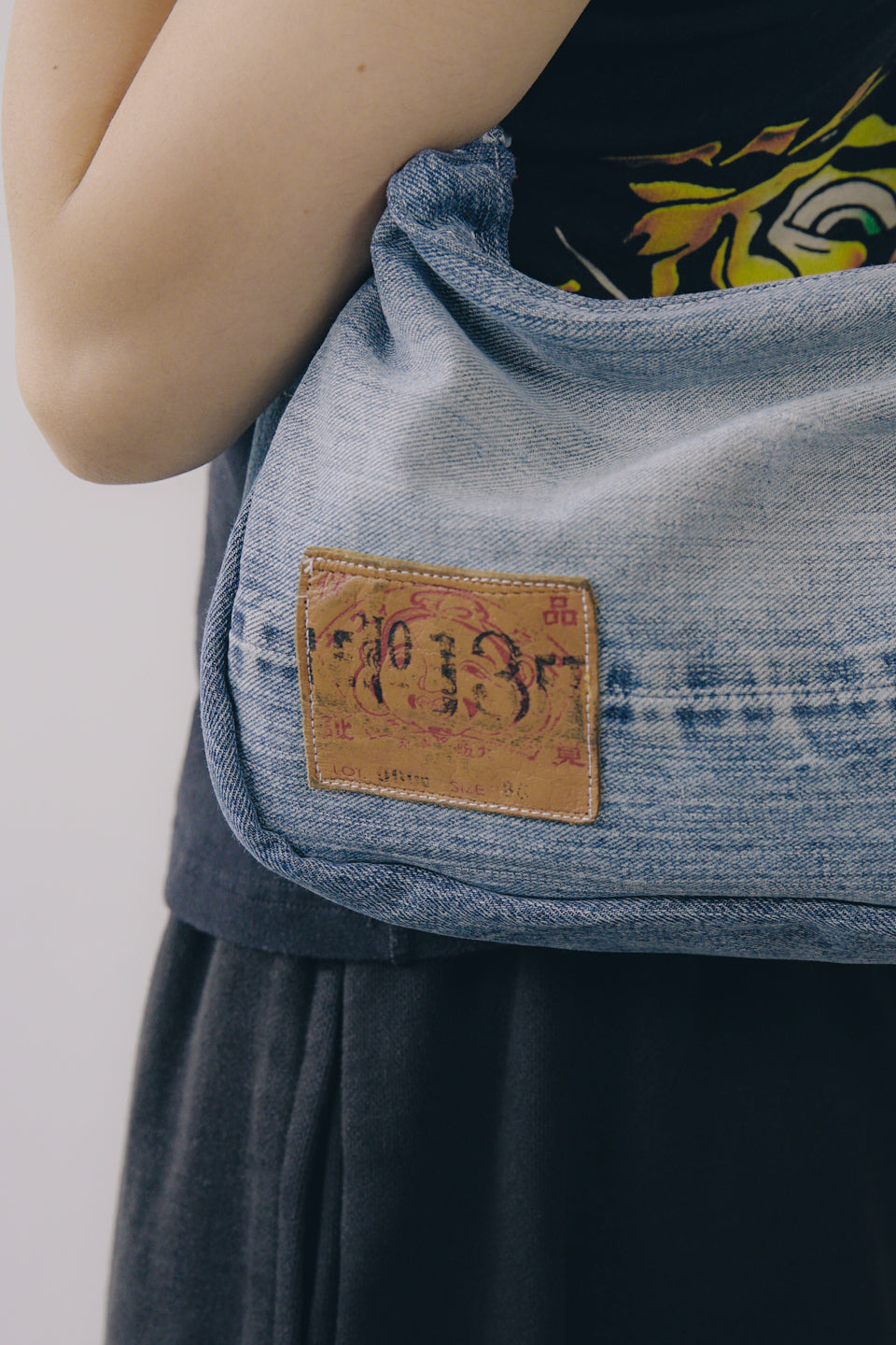 Rework Evisu Denim Tie Strap Mini Shoulder Bag