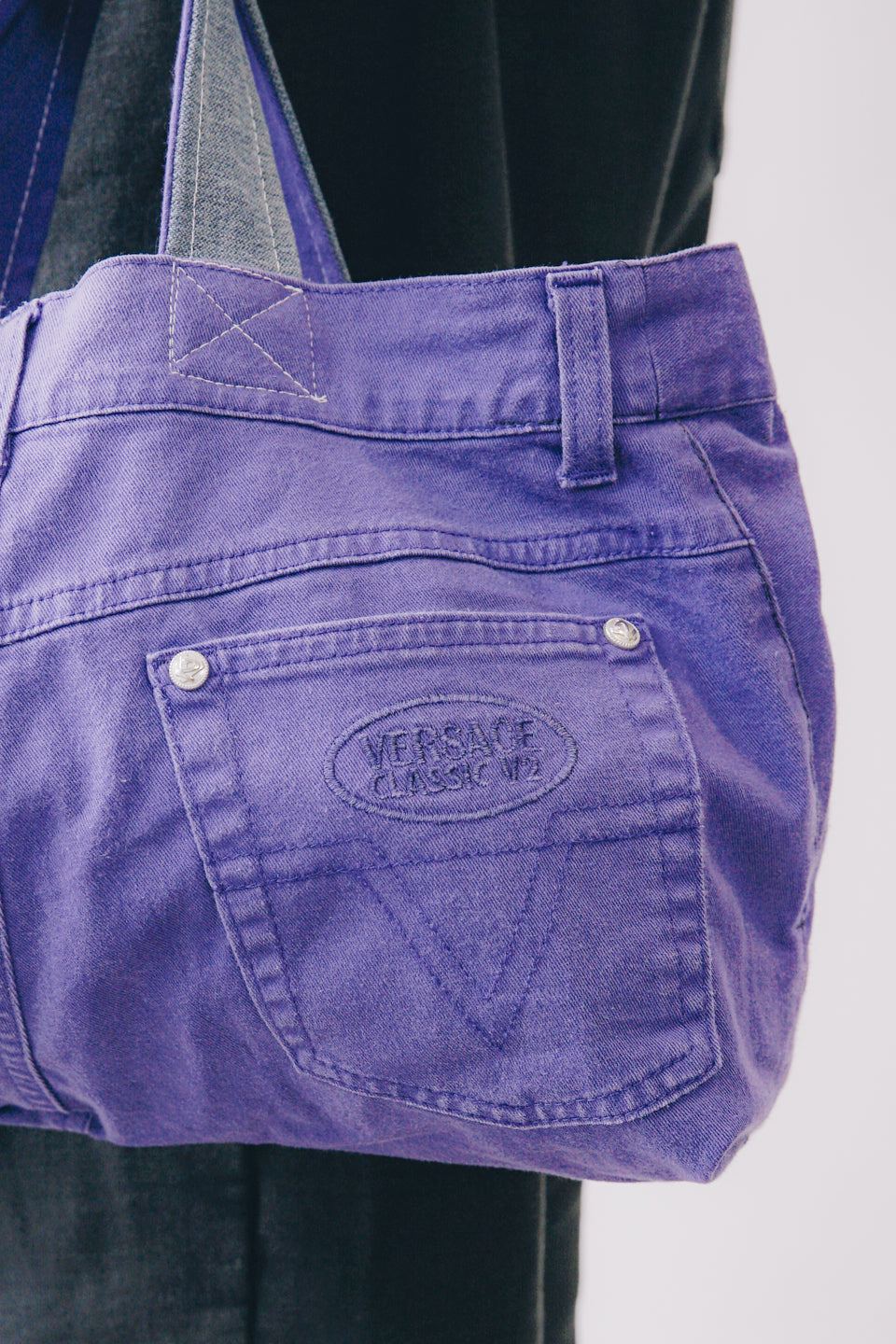 Rework Vintage Versace V2 Denim Shoulder Bag