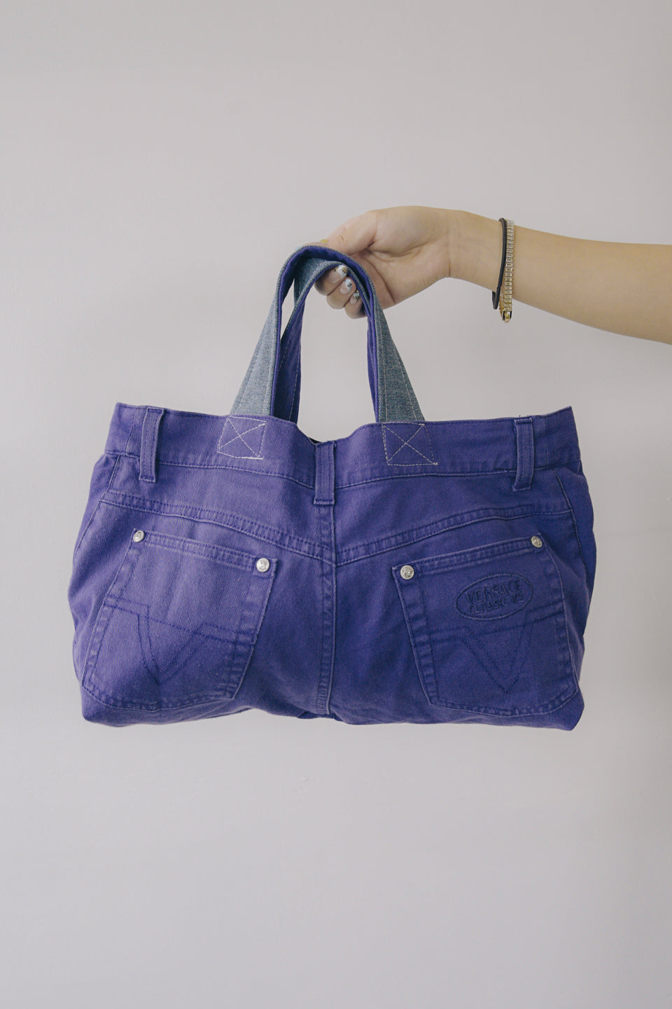 Rework Vintage Versace V2 Denim Shoulder Bag