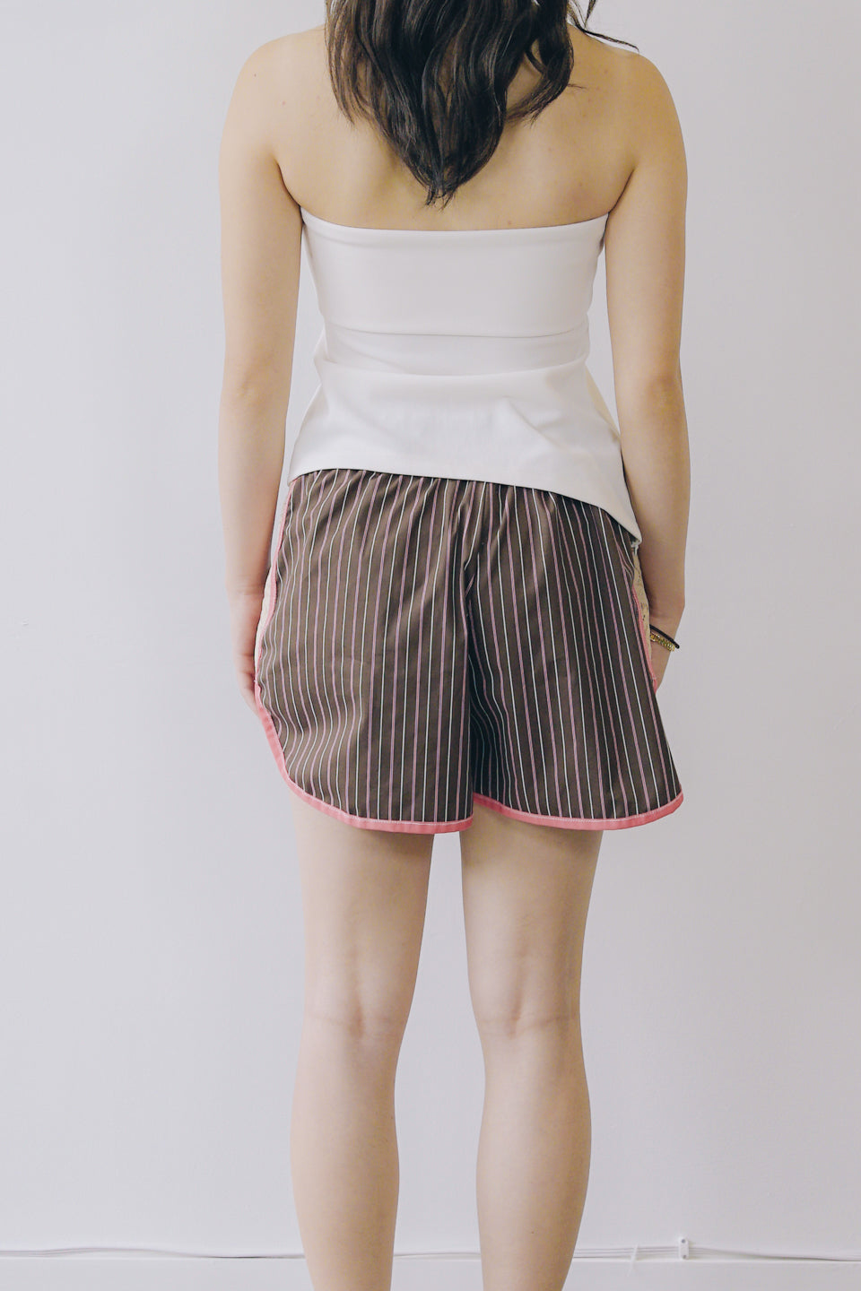 Rework Striped Lace Trim Boxer Shorts