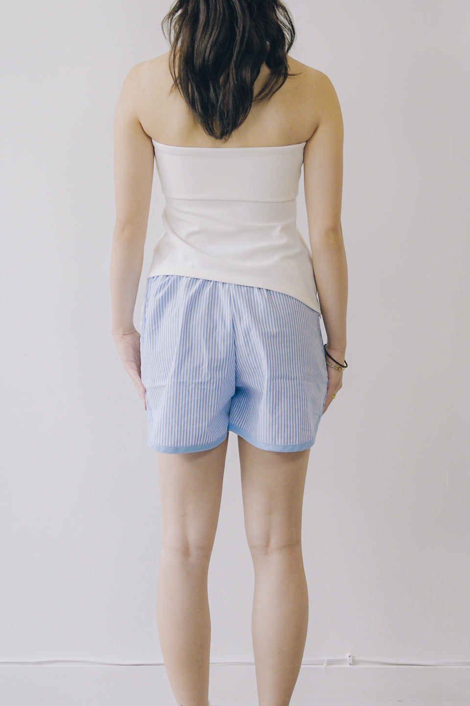 Rework Striped Lace Trim Boxer Shorts