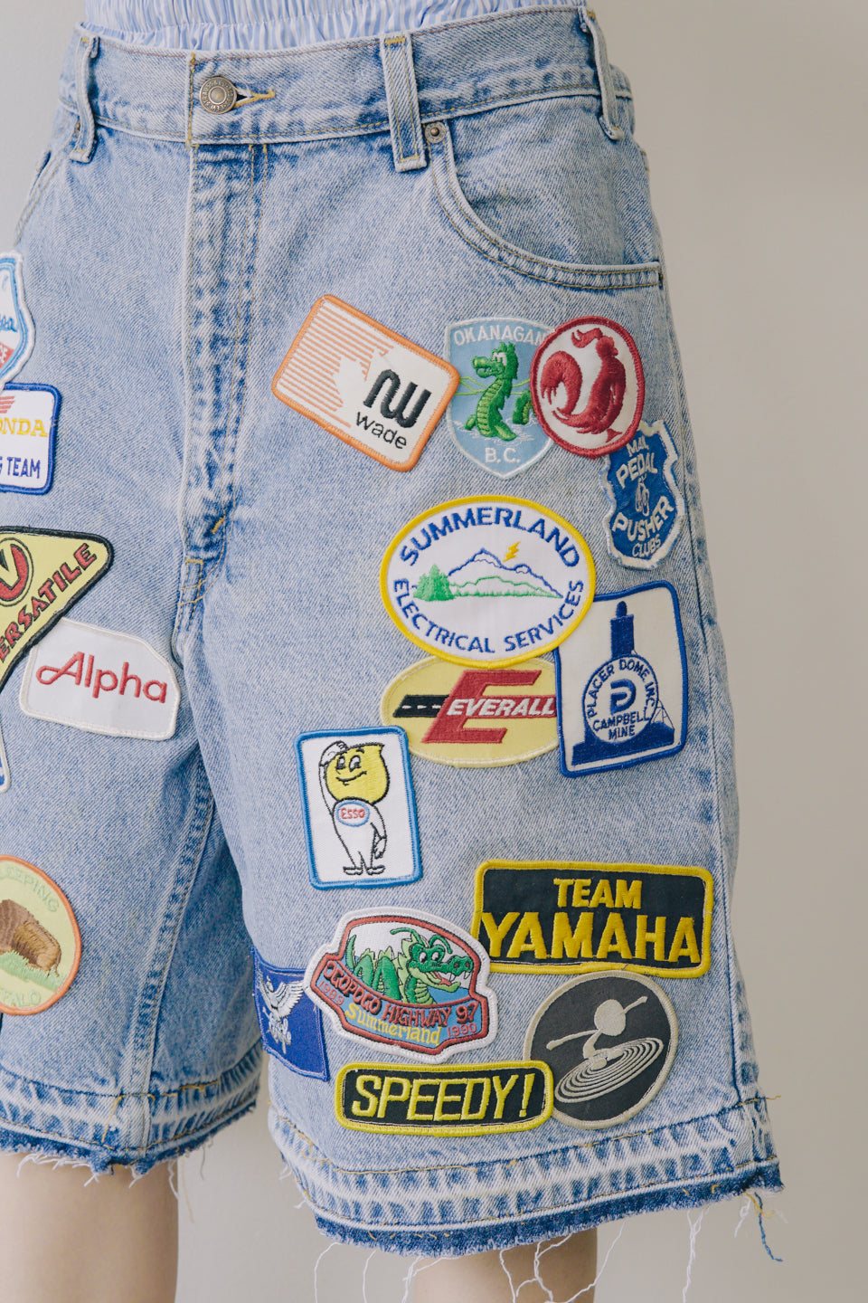 Rework Vintage Patch Covered Levi's Denim Shorts 36